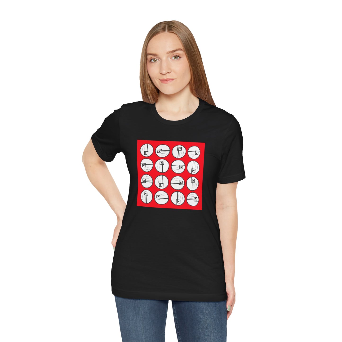 Rotating Rectangle on Red Unisex T-Shirt - InkLovePrint