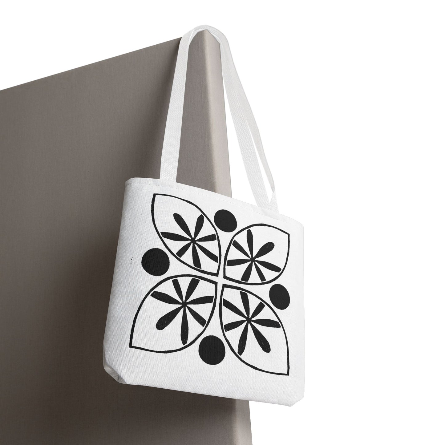 Black Flower Motif Tote Bag - InkLovePrint