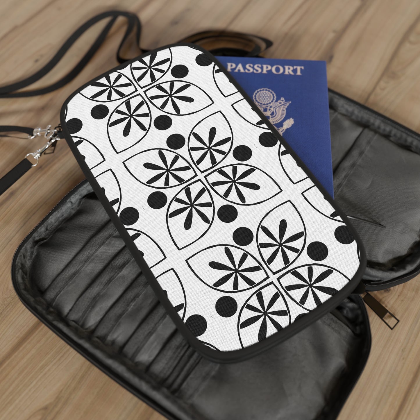 Black Flower Passport Wallet - InkLovePrint
