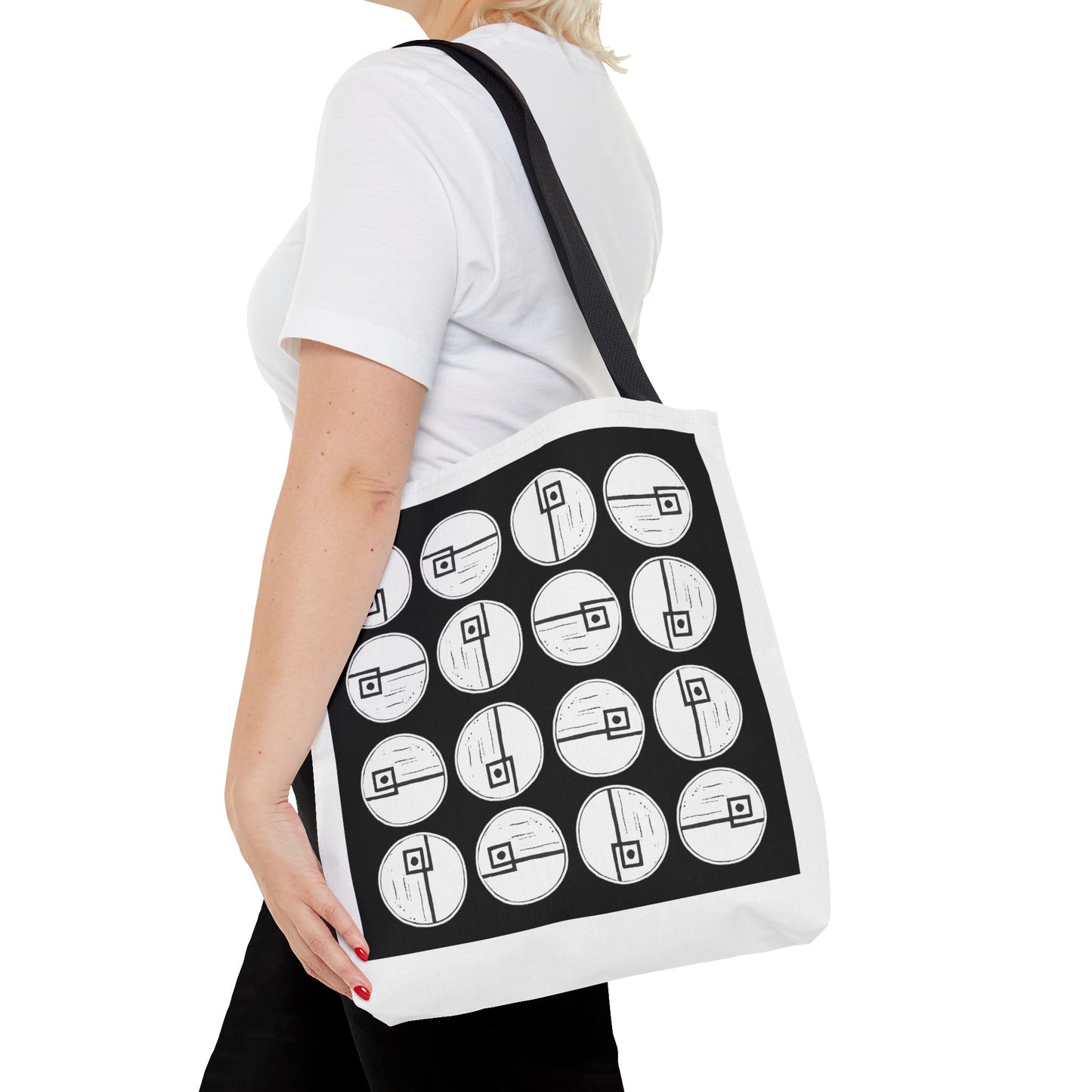 Rotating Rectangle Black Tote Bag - InkLovePrint