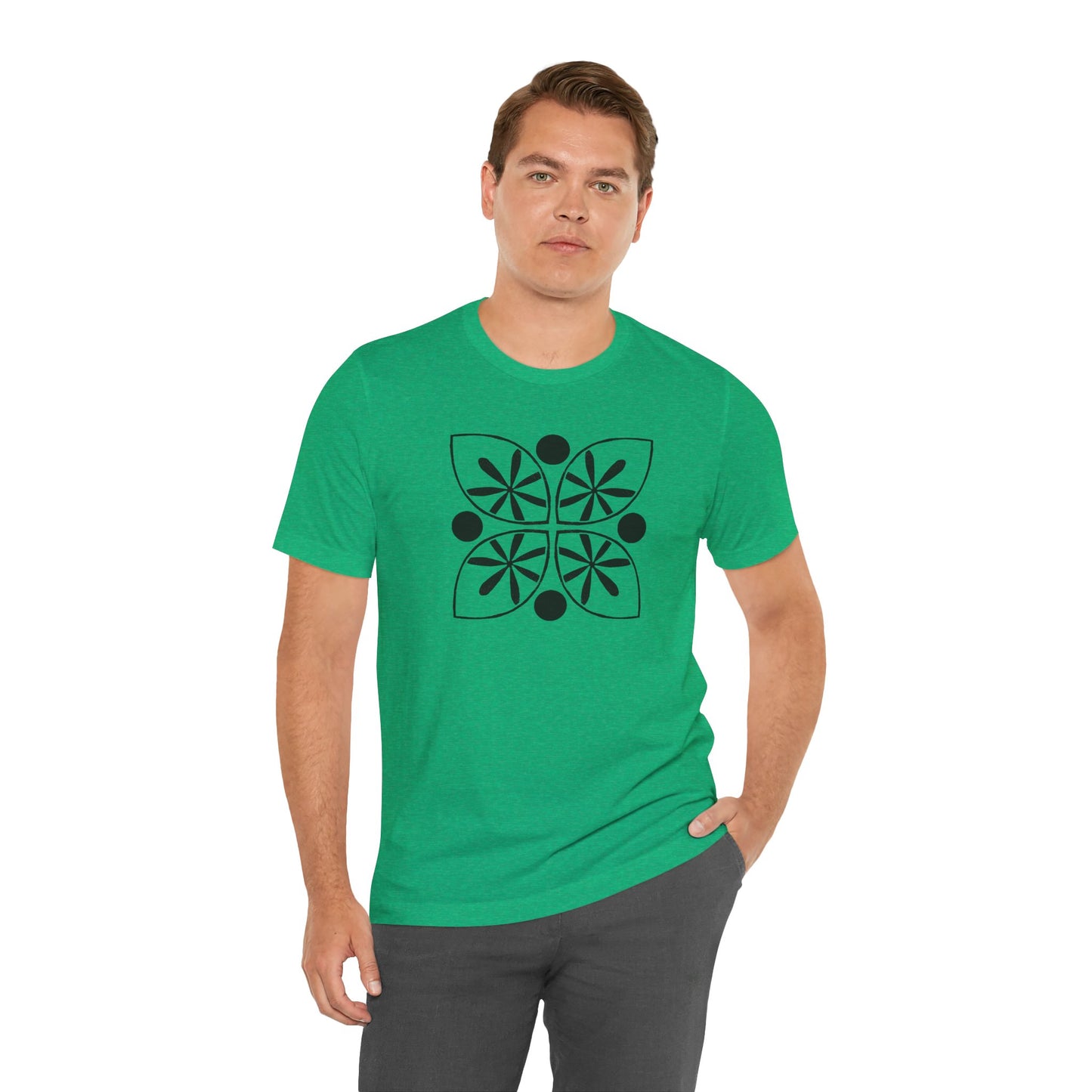 Black Flower Motif Unisex T-Shirt - InkLovePrint