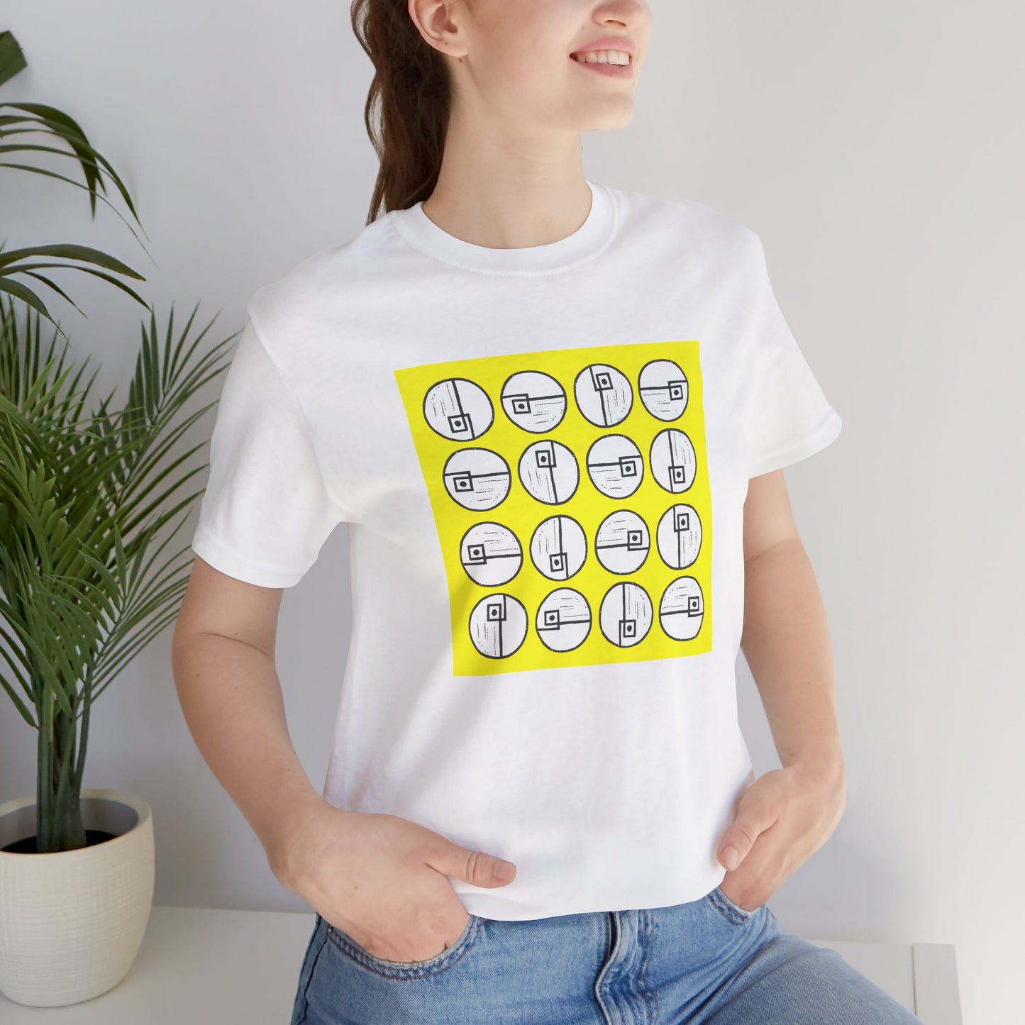 Rotating Rectangle on Yellow Unisex T-Shirt - InkLovePrint