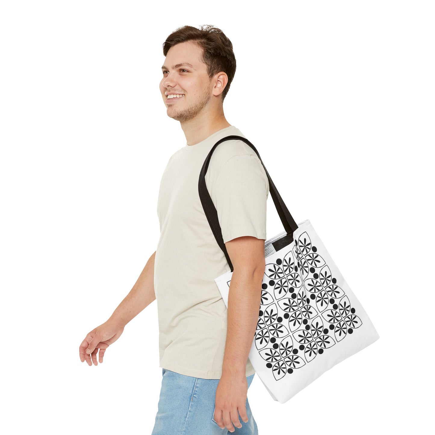 Black Flower Tote Bag - InkLovePrint