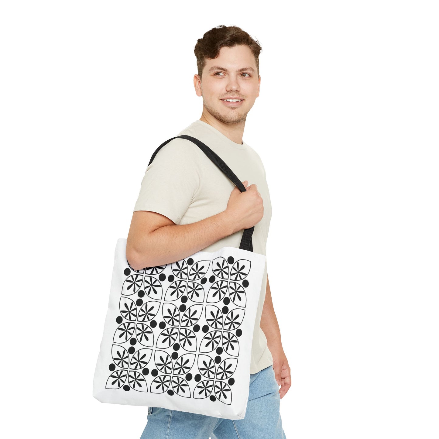 Black Flower Tote Bag - InkLovePrint
