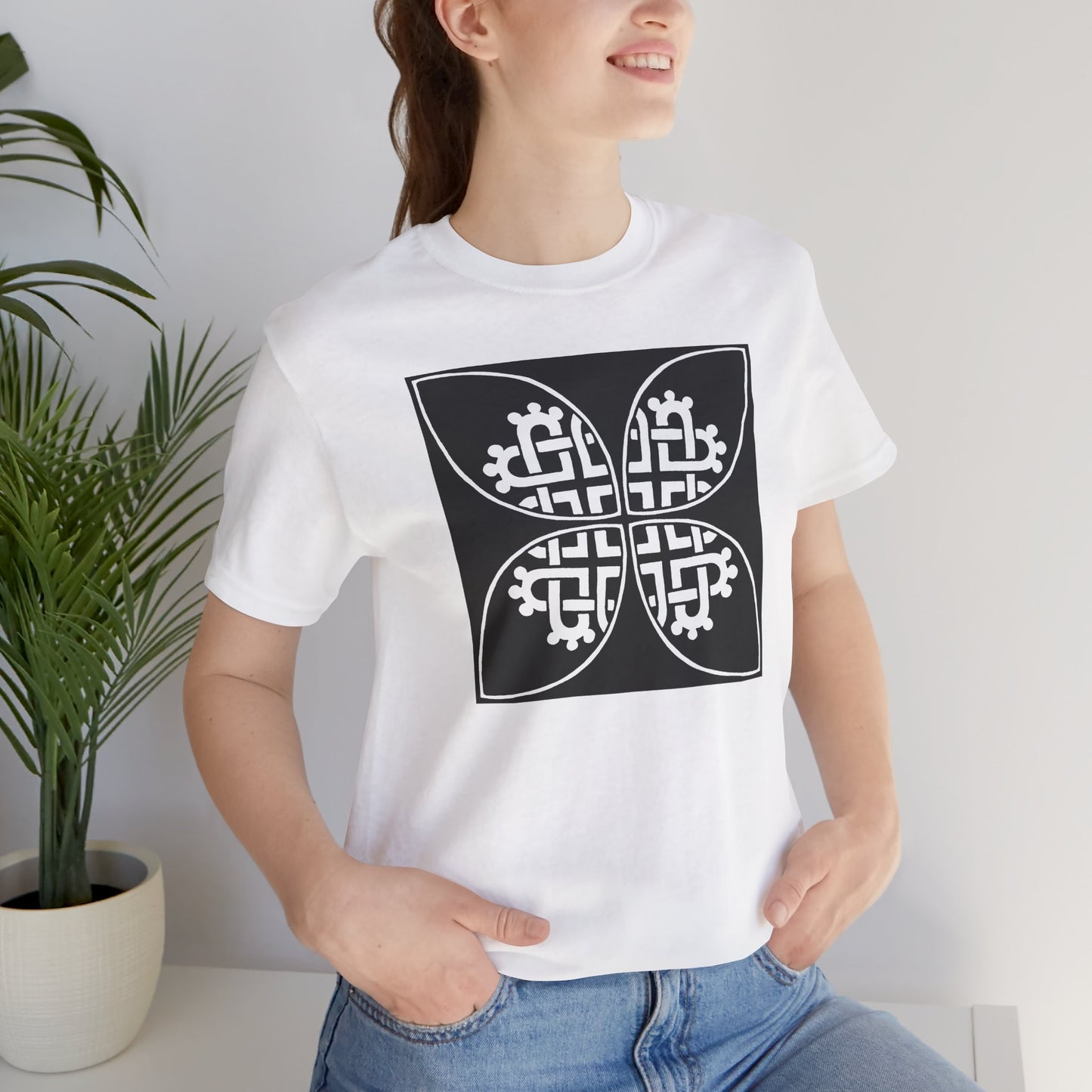 Celtic Heart Motif White Design T-Shirt - InkLovePrint