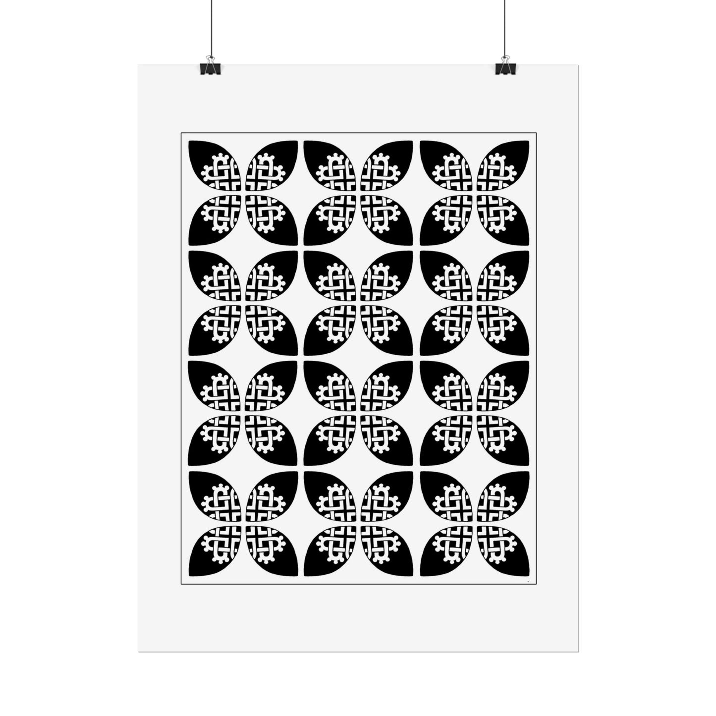 Celtic Heart 9 Tile white on black- Rolled Poster - InkLovePrint