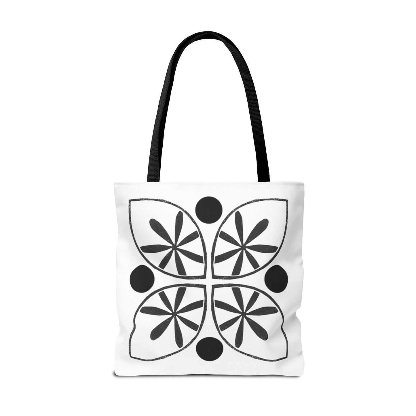Black Flower Motif Tote Bag - InkLovePrint