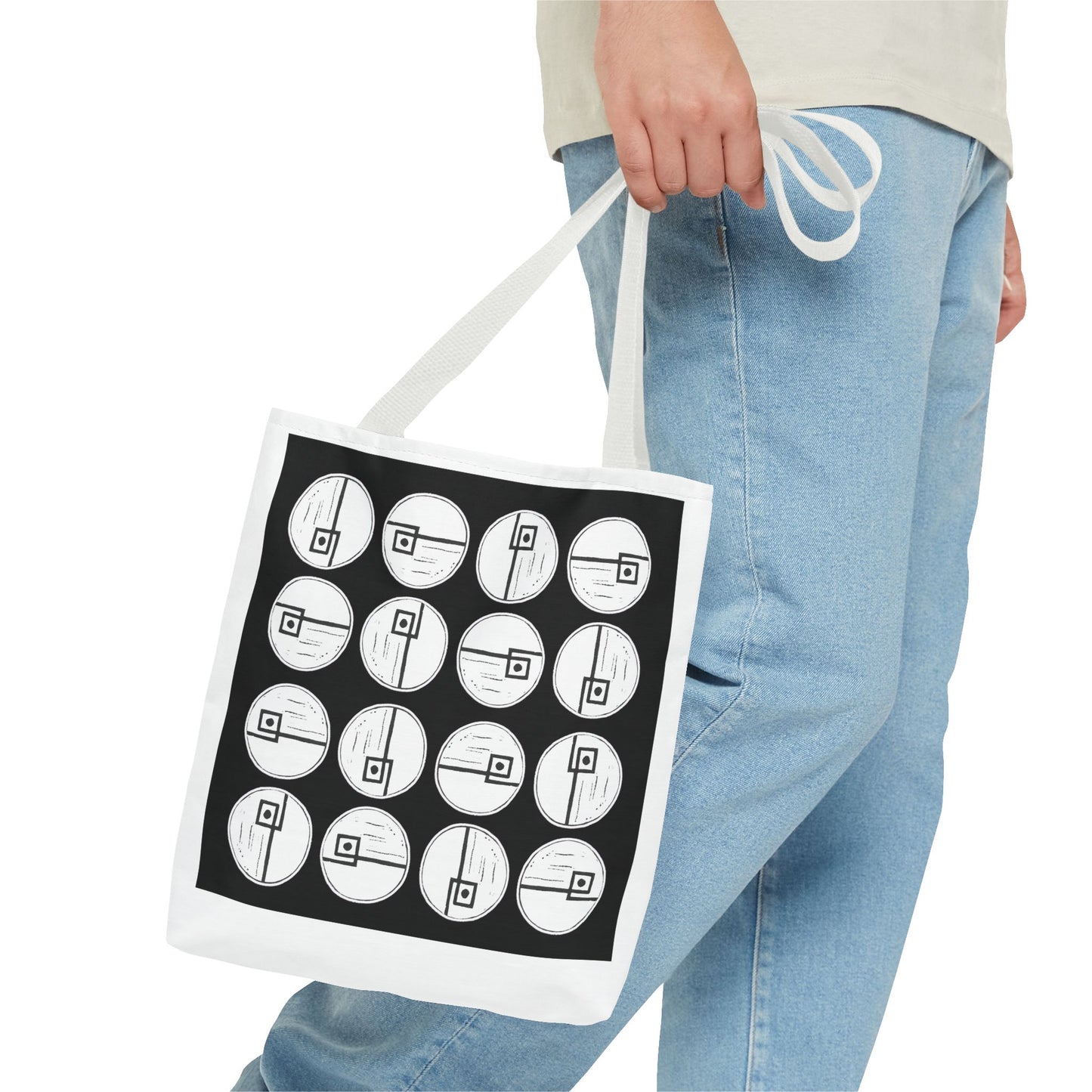 Rotating Rectangle Black Tote Bag - InkLovePrint