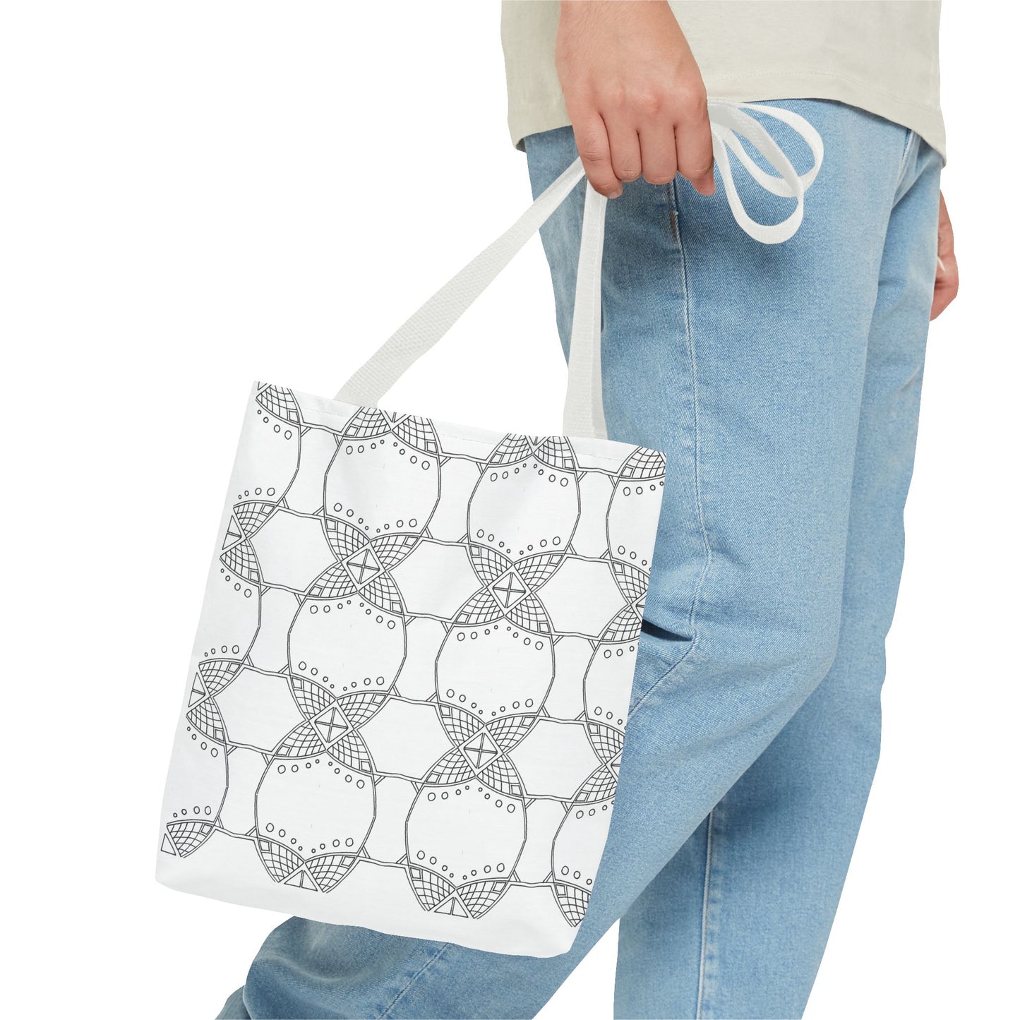 Grid Line Pattern Tote Bag - InkLovePrint