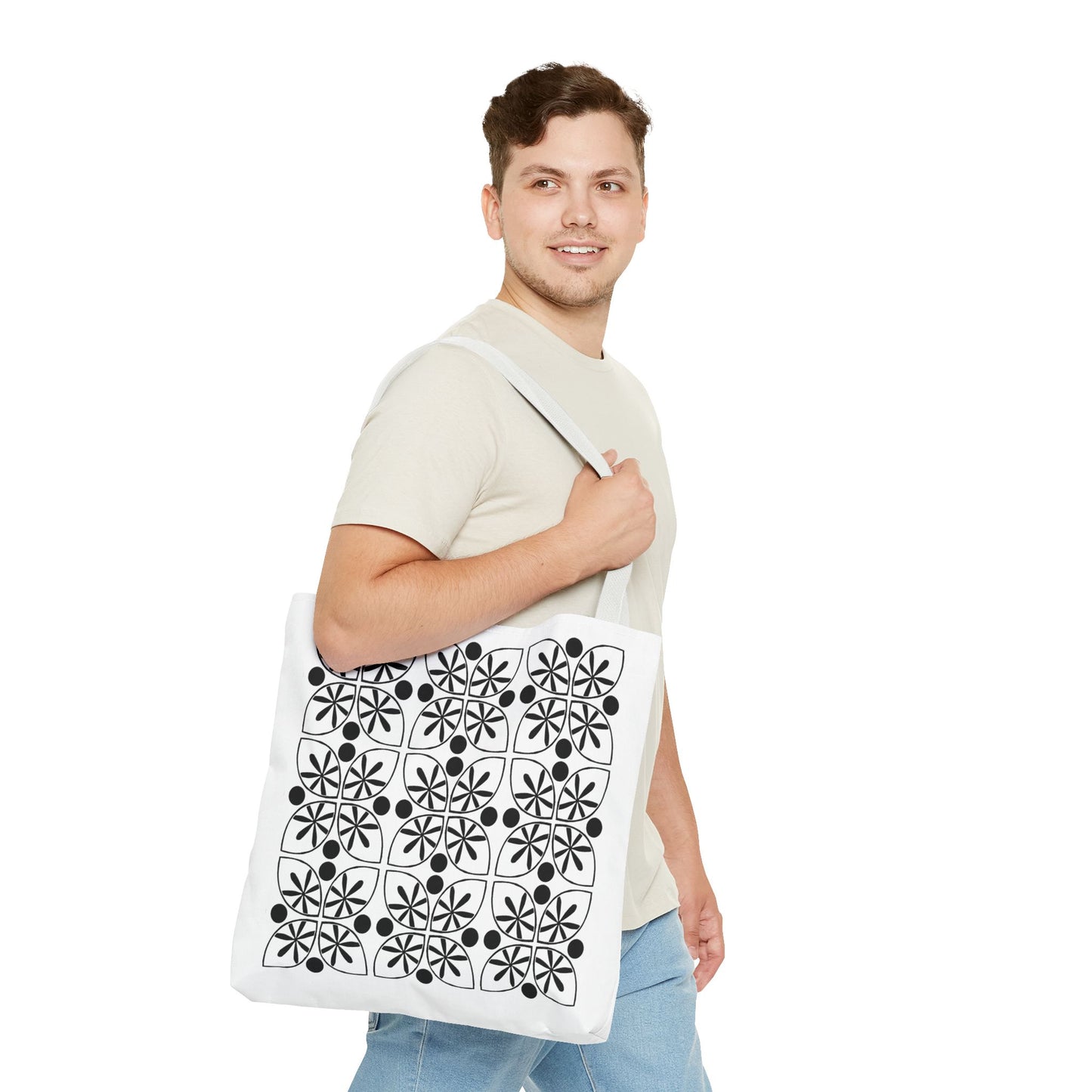 Black Flower Tote Bag - InkLovePrint