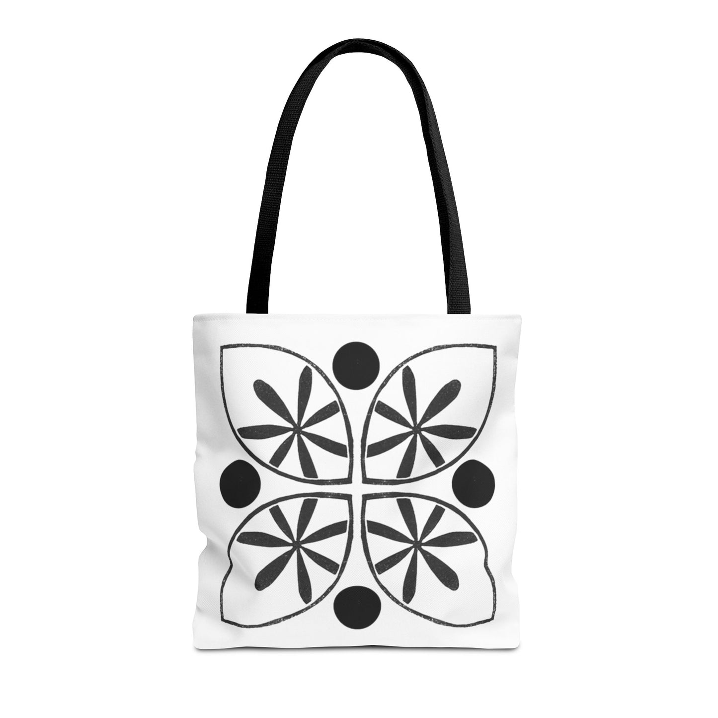 Black Flower Motif Tote Bag - InkLovePrint