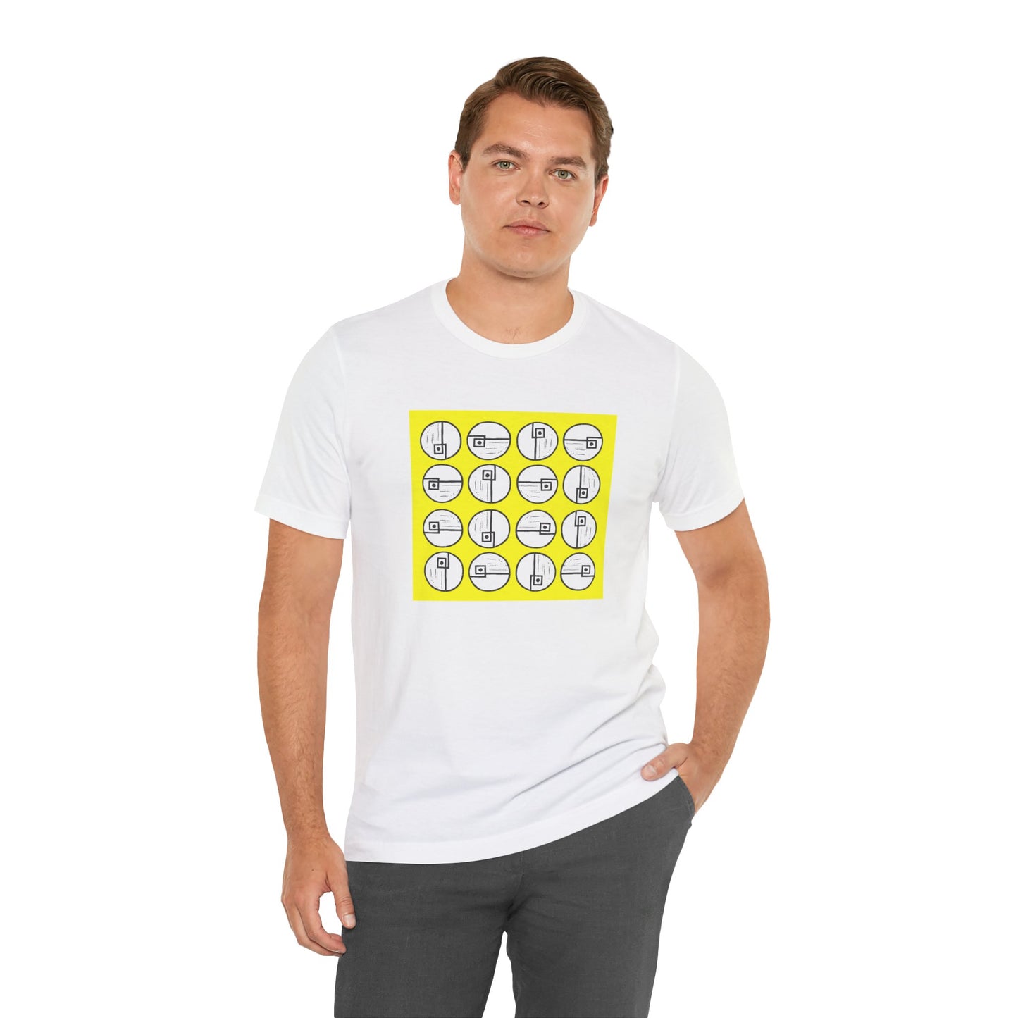 Rotating Rectangle on Yellow Unisex T-Shirt - InkLovePrint