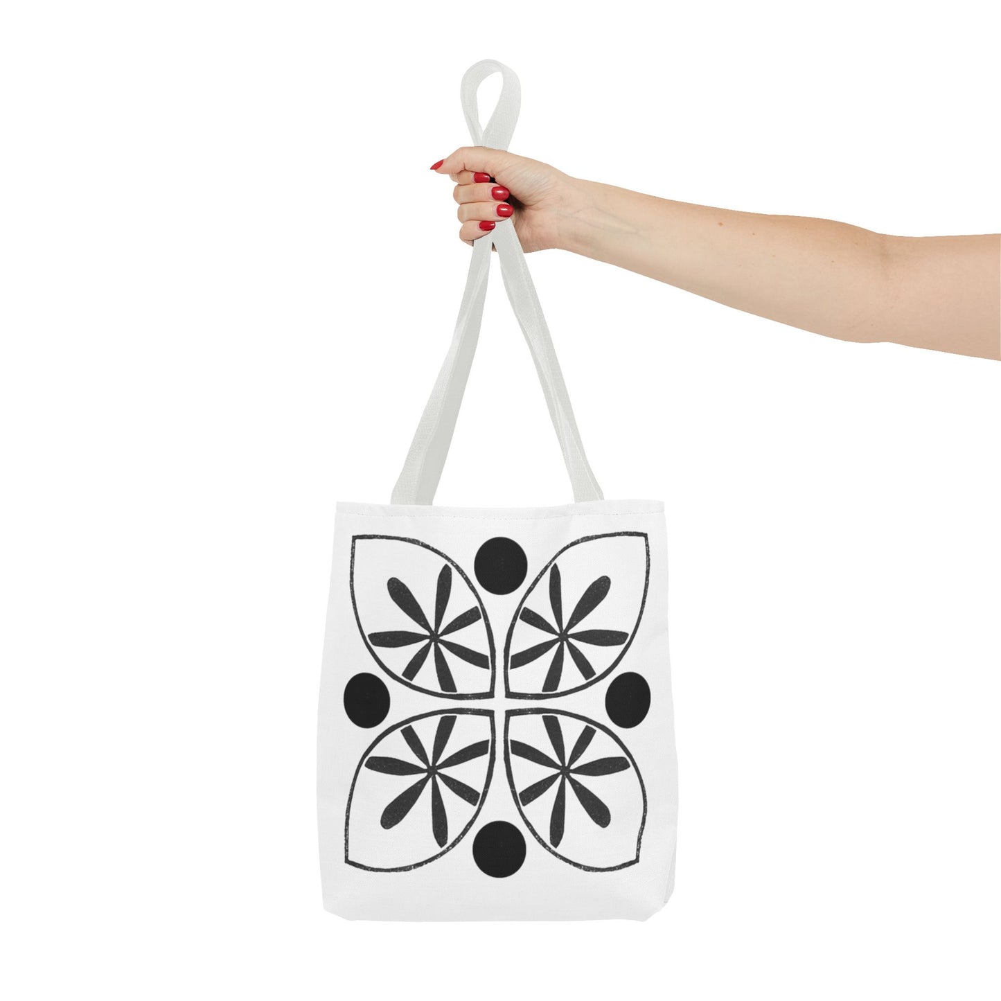 Black Flower Motif Tote Bag - InkLovePrint