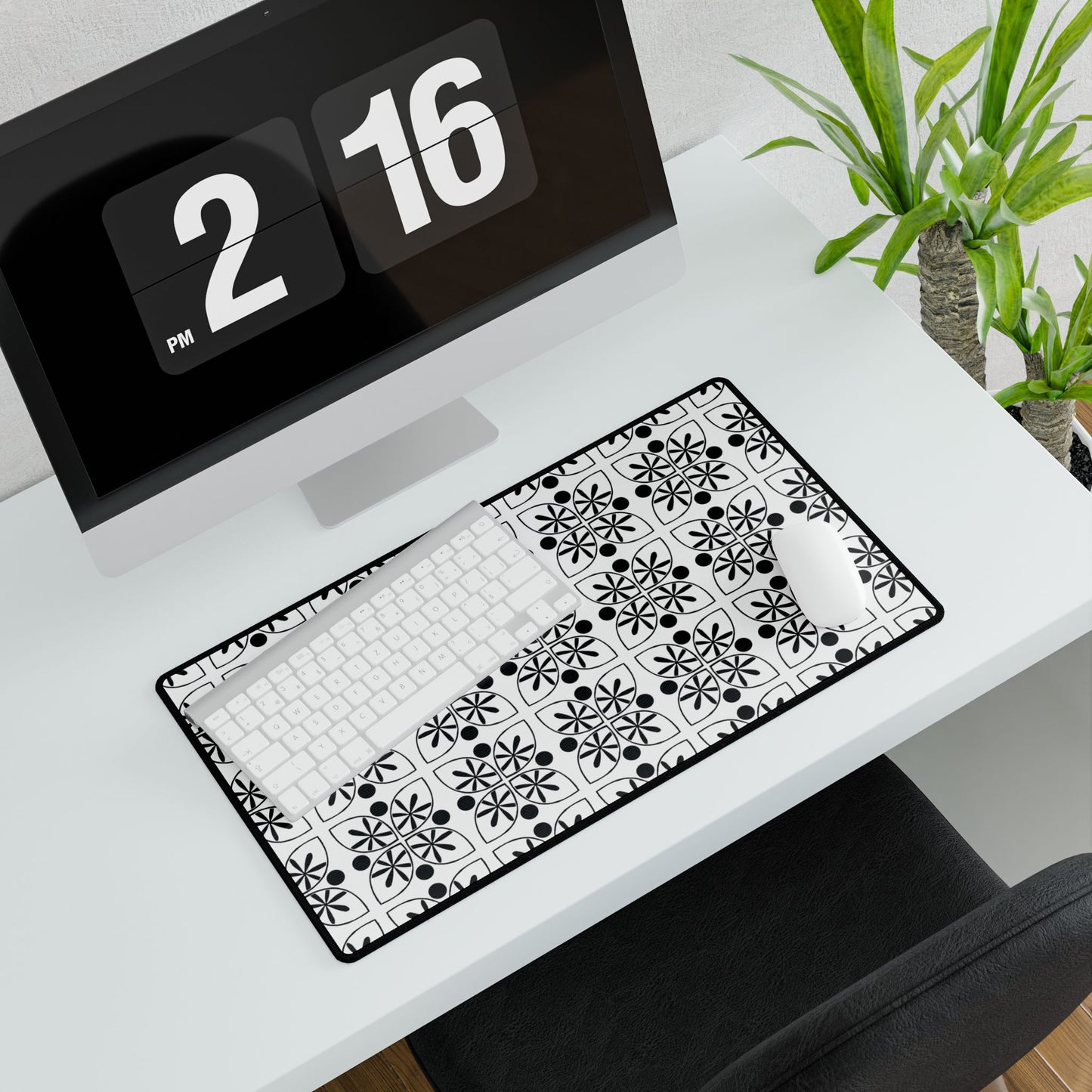 Black Flower Desk Mat - InkLovePrint