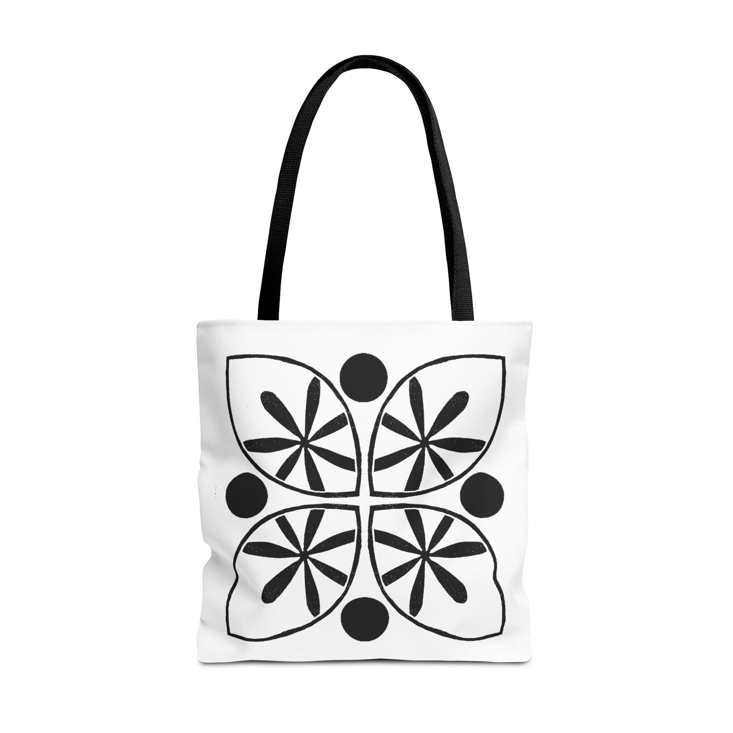 Black Flower Motif Tote Bag - InkLovePrint