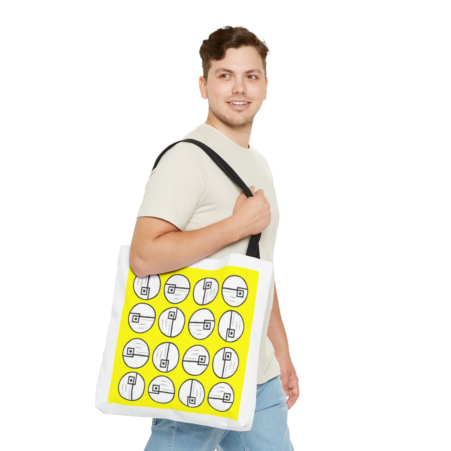 Rotating Rectangle Yellow Tote Bag - InkLovePrint