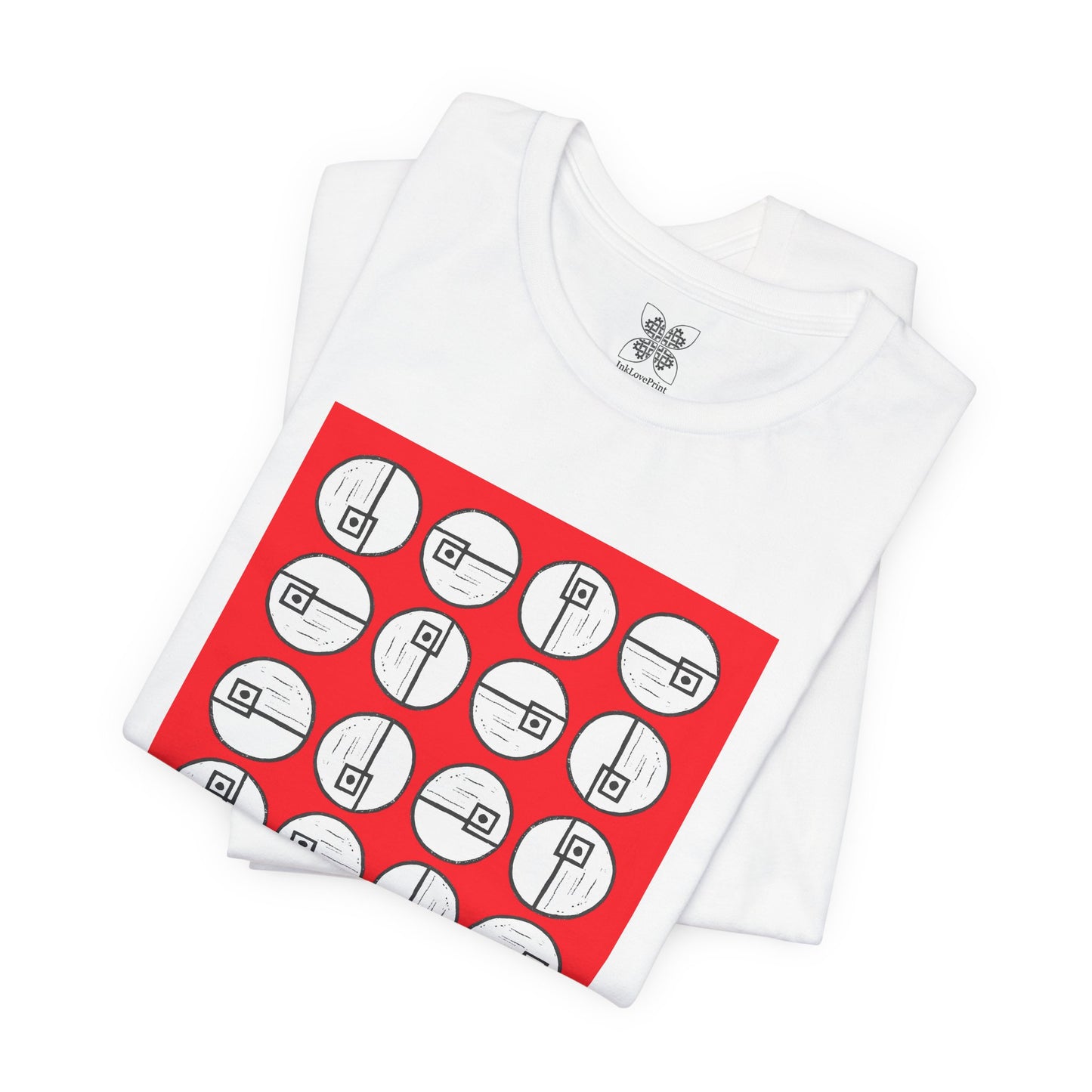 Rotating Rectangle on Red Unisex T-Shirt - InkLovePrint