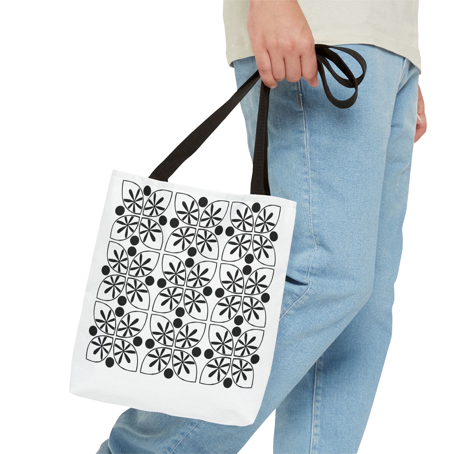 Black Flower Tote Bag - InkLovePrint