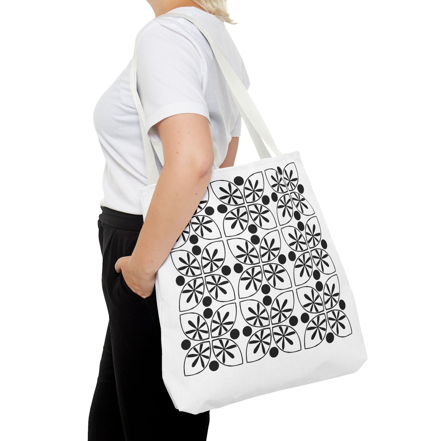 Black Flower Tote Bag - InkLovePrint