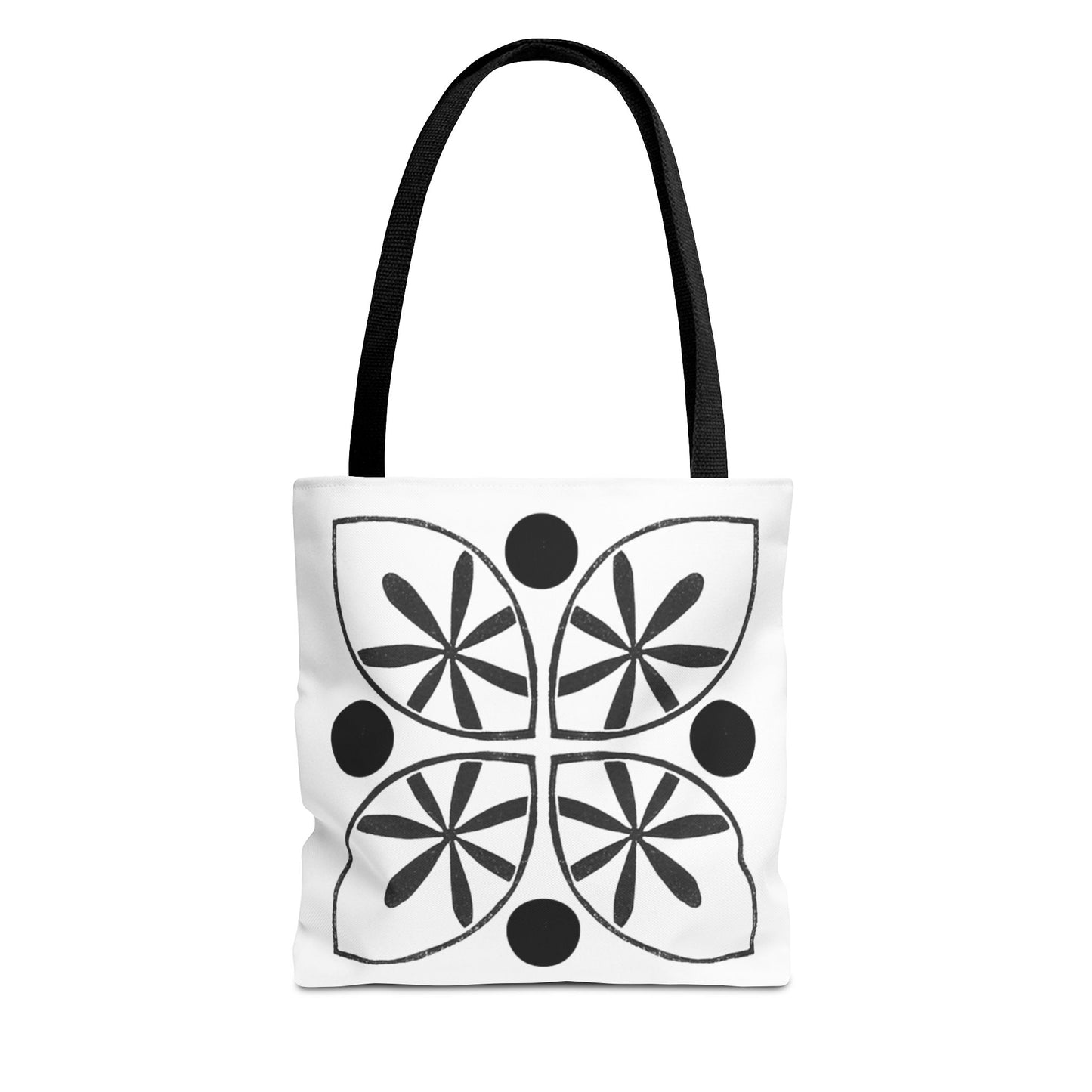 Black Flower Motif Tote Bag - InkLovePrint