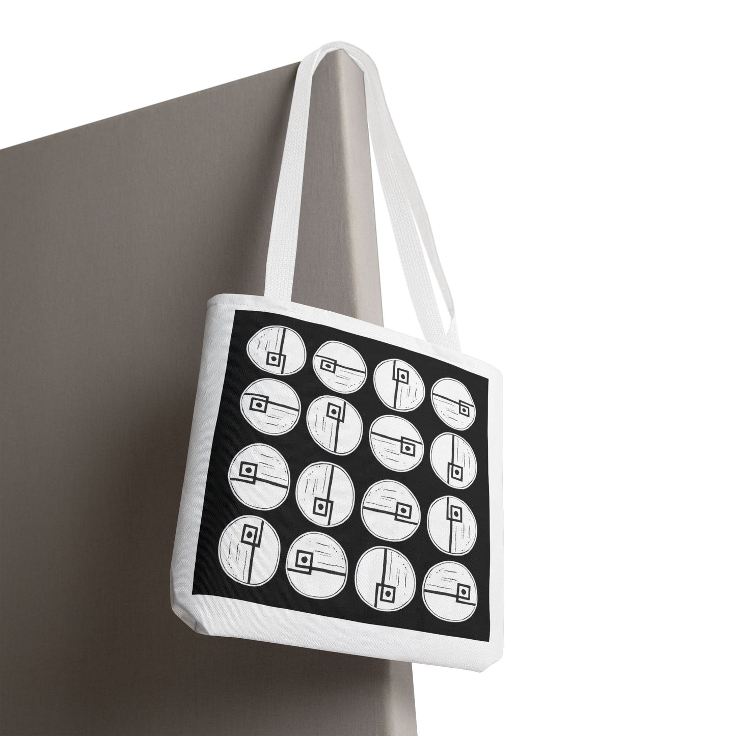 Rotating Rectangle Black Tote Bag - InkLovePrint