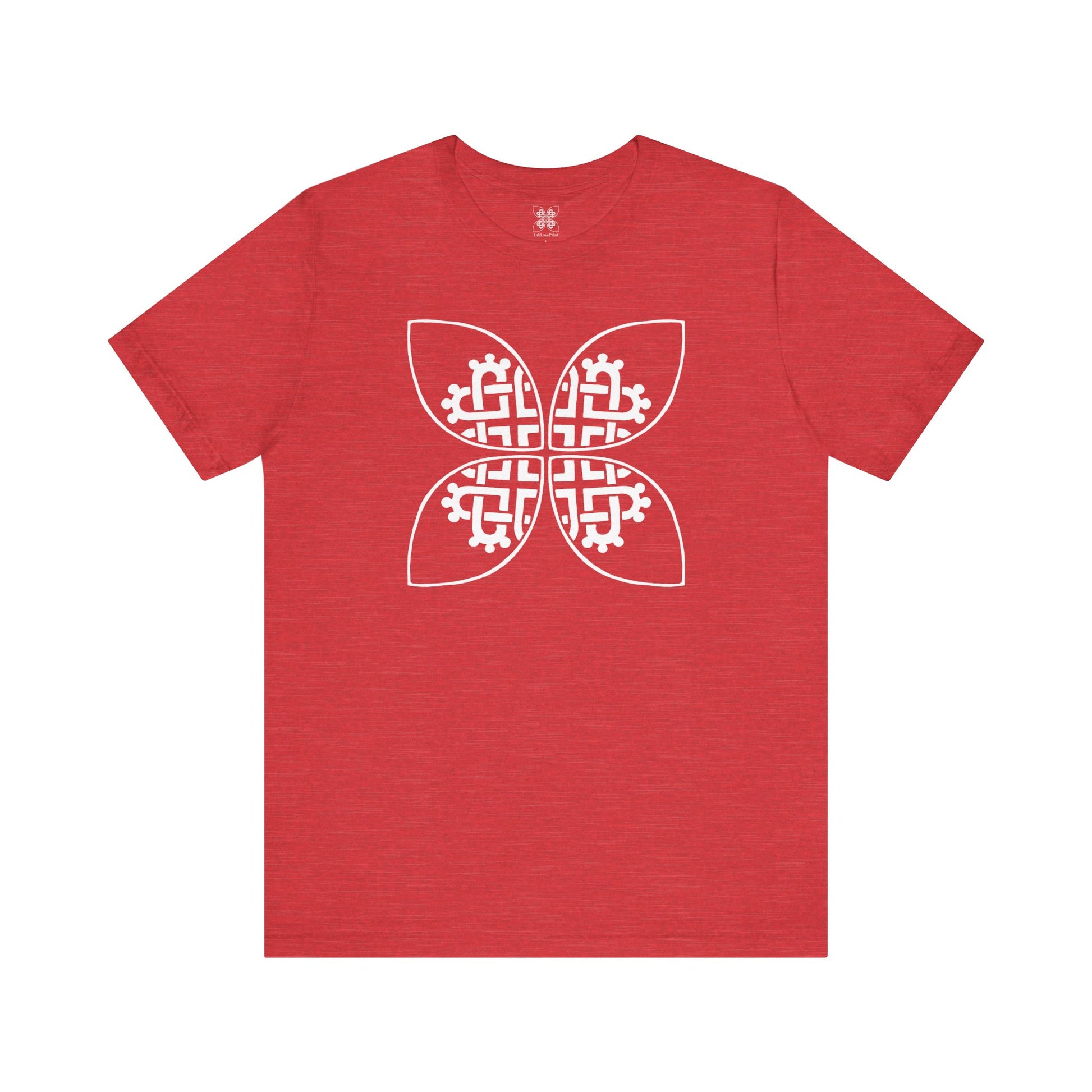 Celtic Heart Motif White Design T-Shirt - InkLovePrint