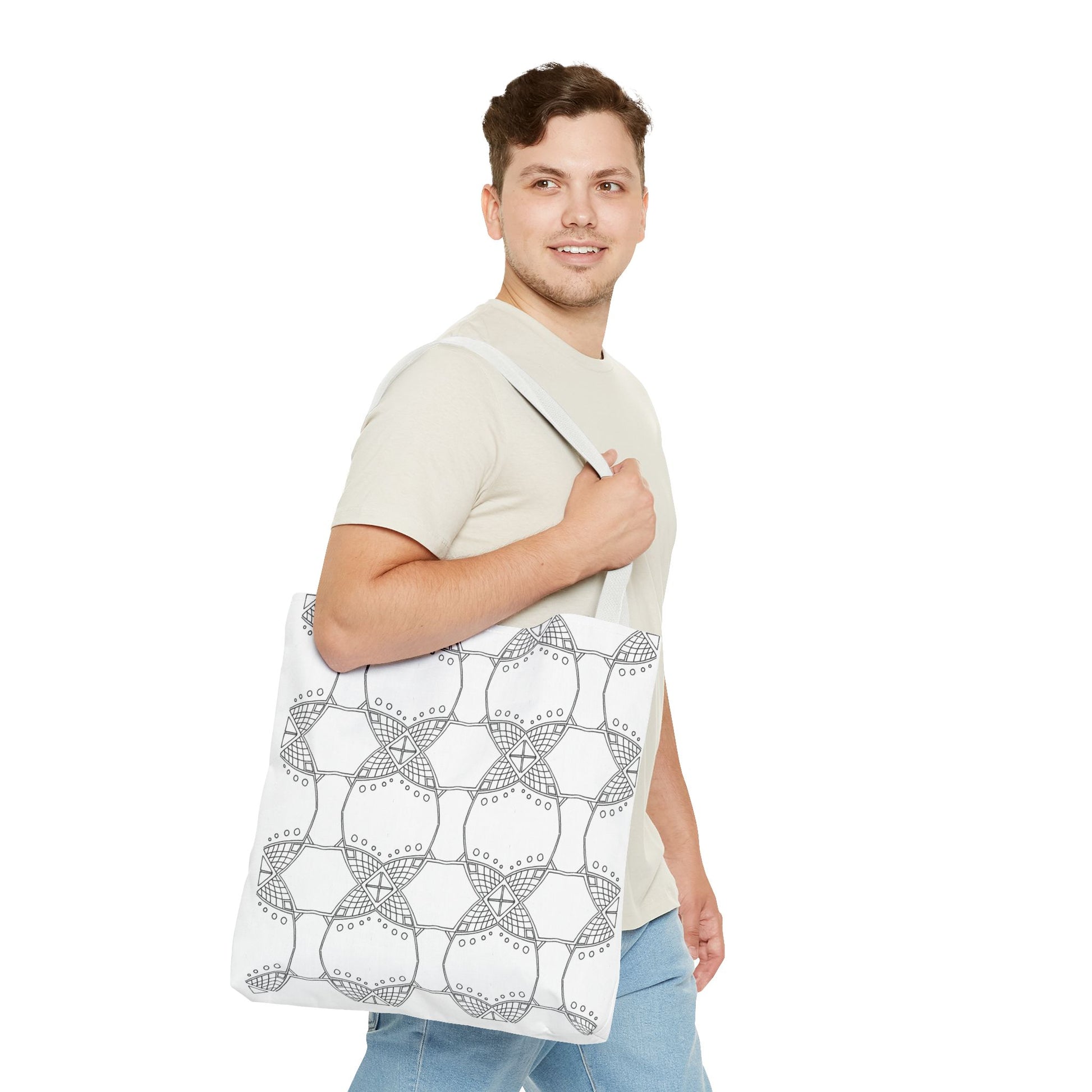 Grid Line Pattern Tote Bag - InkLovePrint