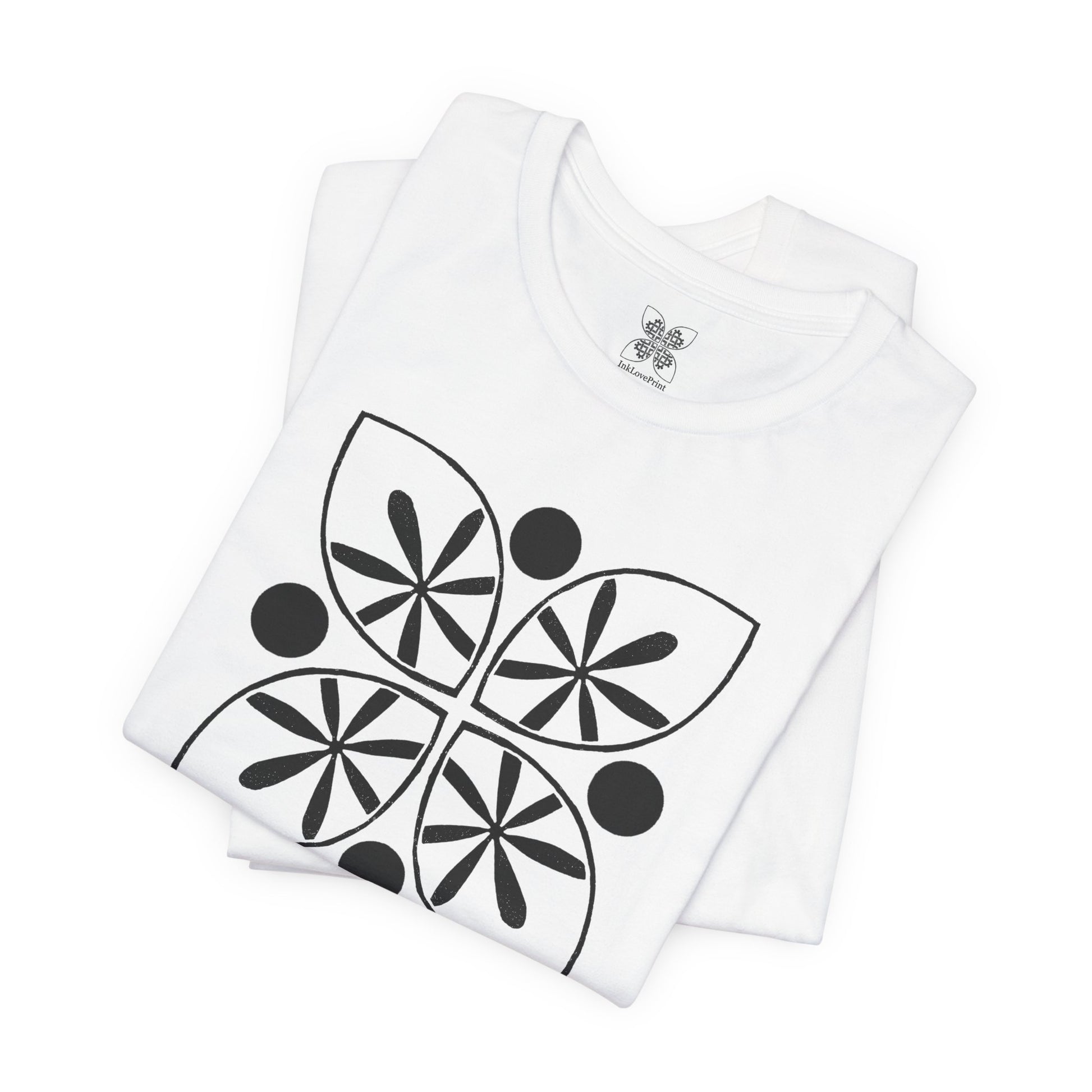 Black Flower Motif Unisex T-Shirt - InkLovePrint