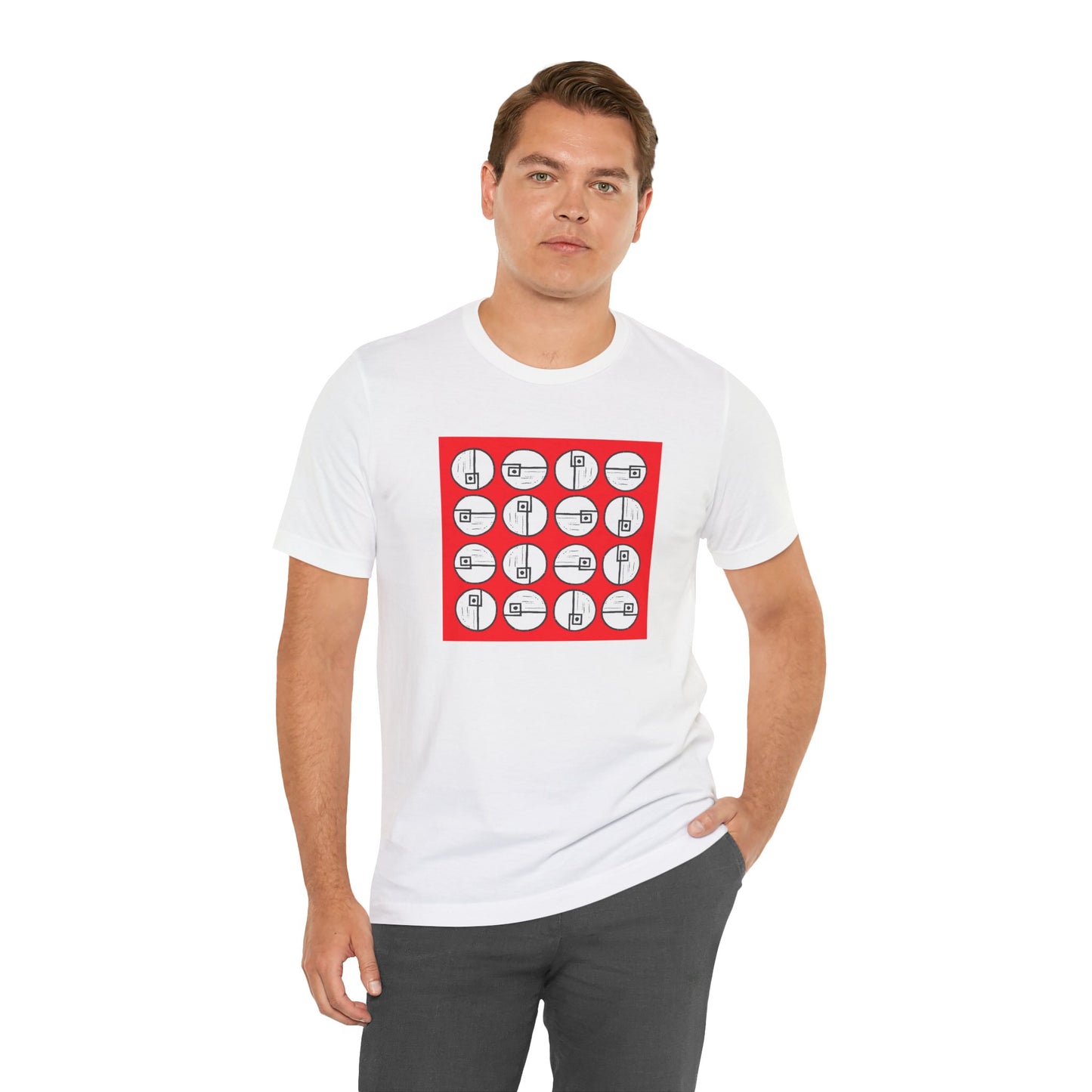 Rotating Rectangle on Red Unisex T-Shirt - InkLovePrint