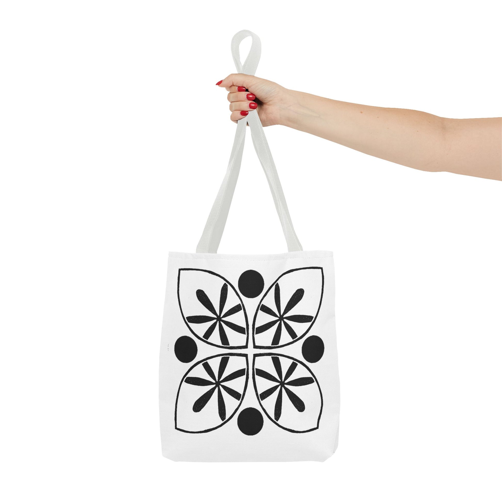 Black Flower Motif Tote Bag - InkLovePrint
