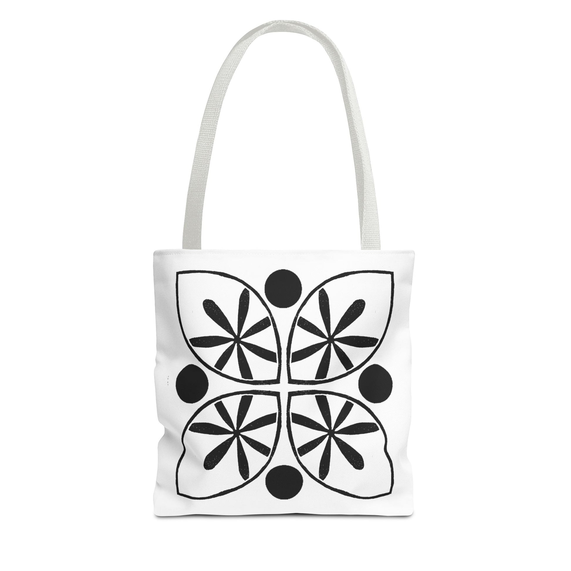 Black Flower Motif Tote Bag - InkLovePrint