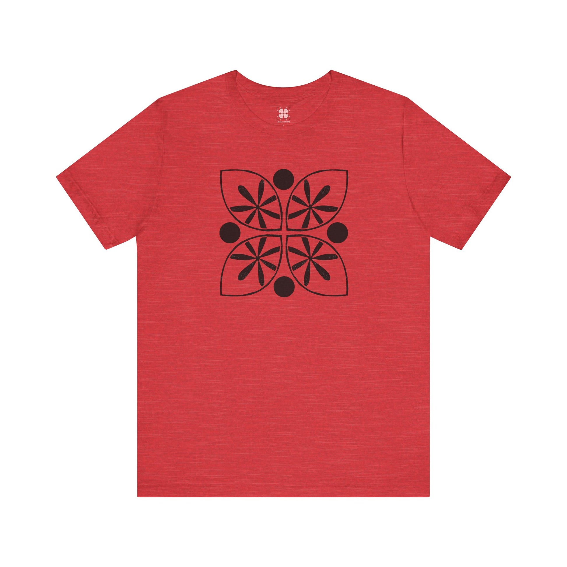 Black Flower Motif Unisex T-Shirt - InkLovePrint