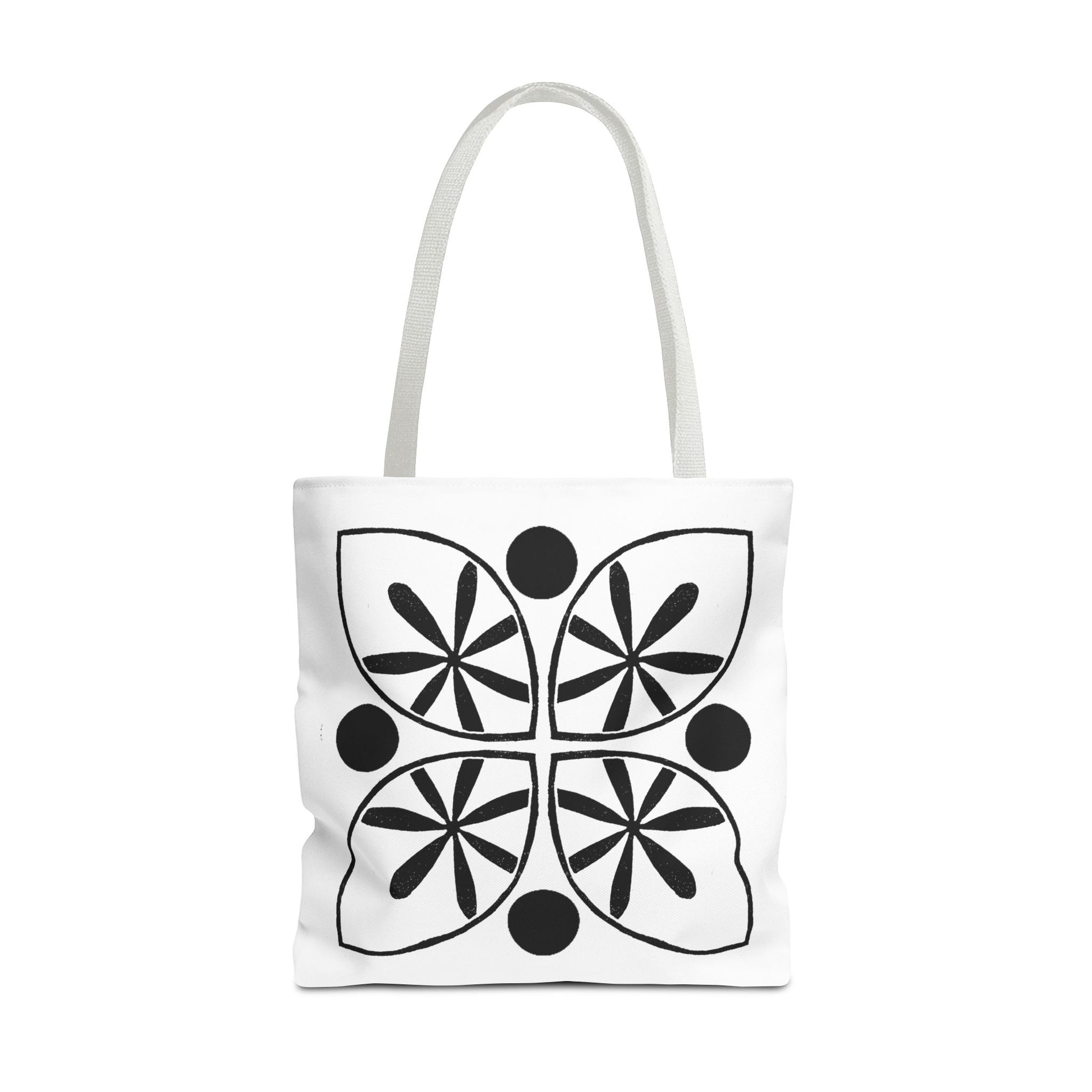 Black Flower Motif Tote Bag - InkLovePrint