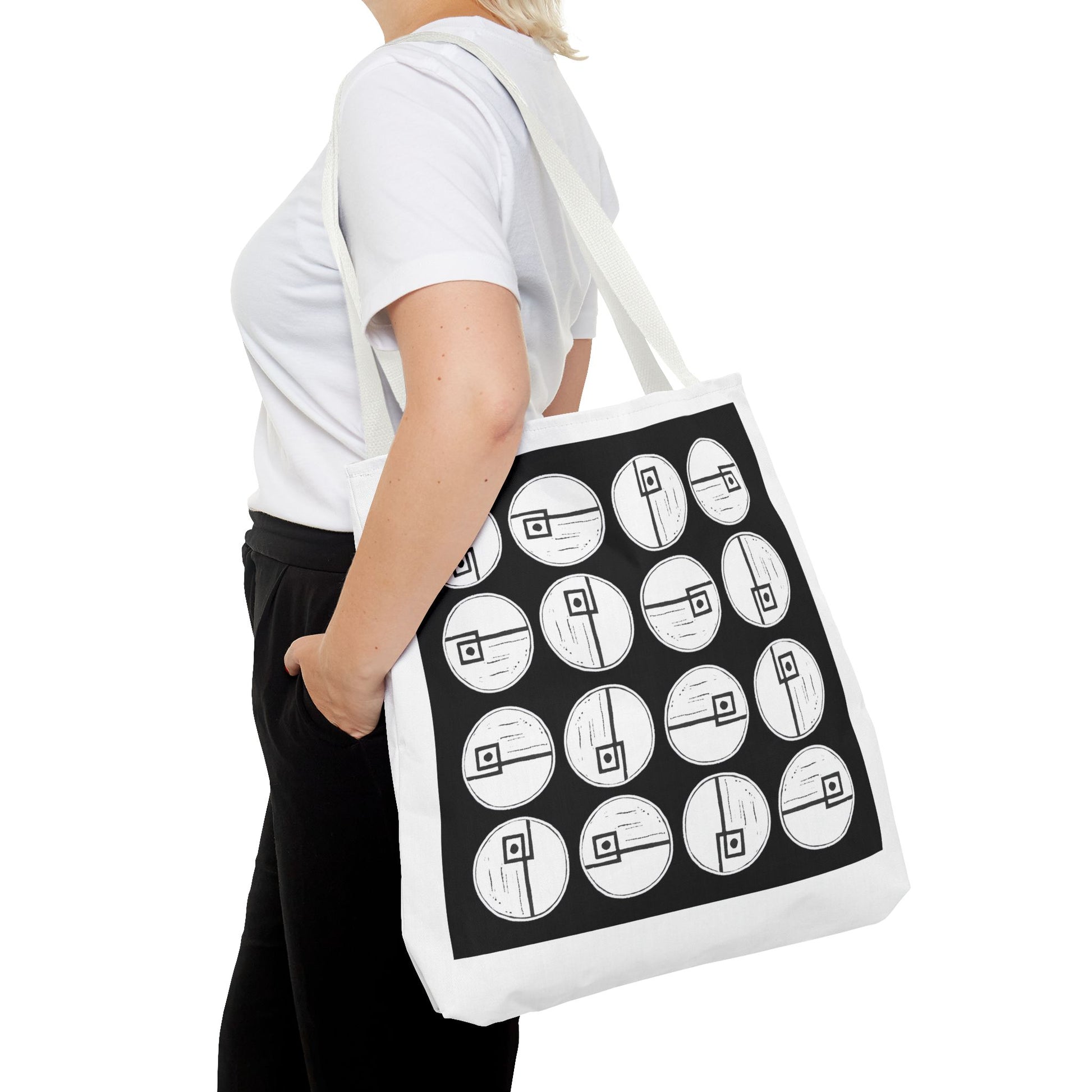 Rotating Rectangle Black Tote Bag - InkLovePrint