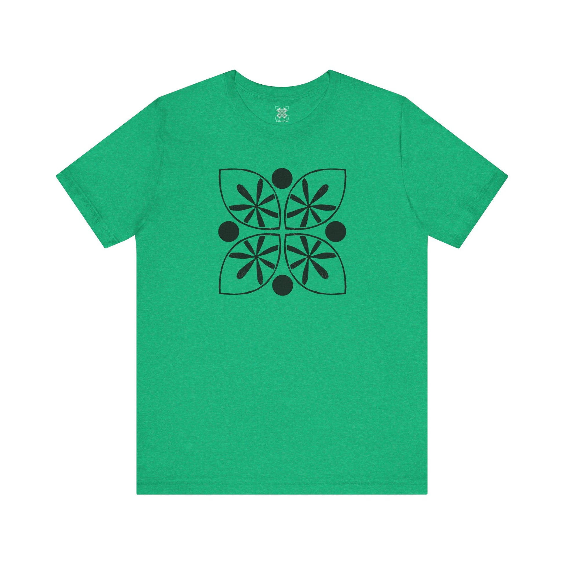Black Flower Motif Unisex T-Shirt - InkLovePrint