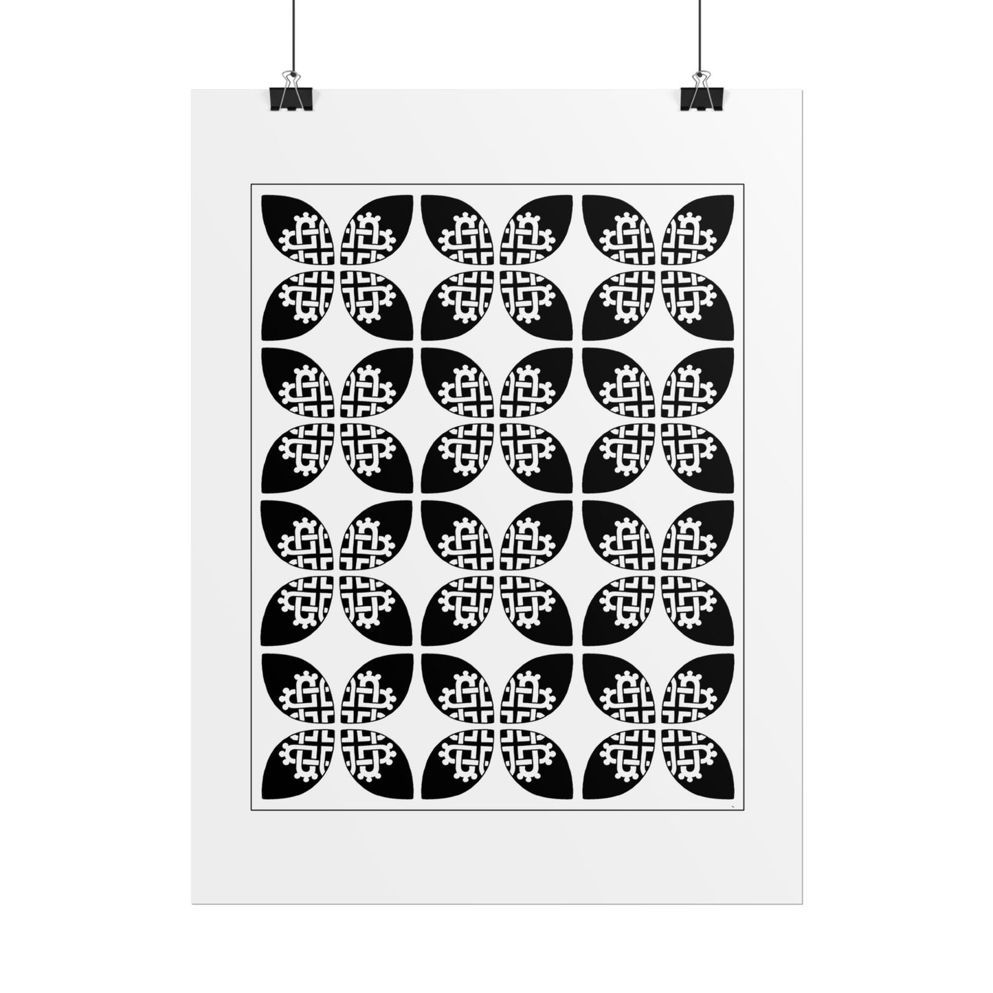 Celtic Heart 9 Tile white on black- Rolled Poster - InkLovePrint