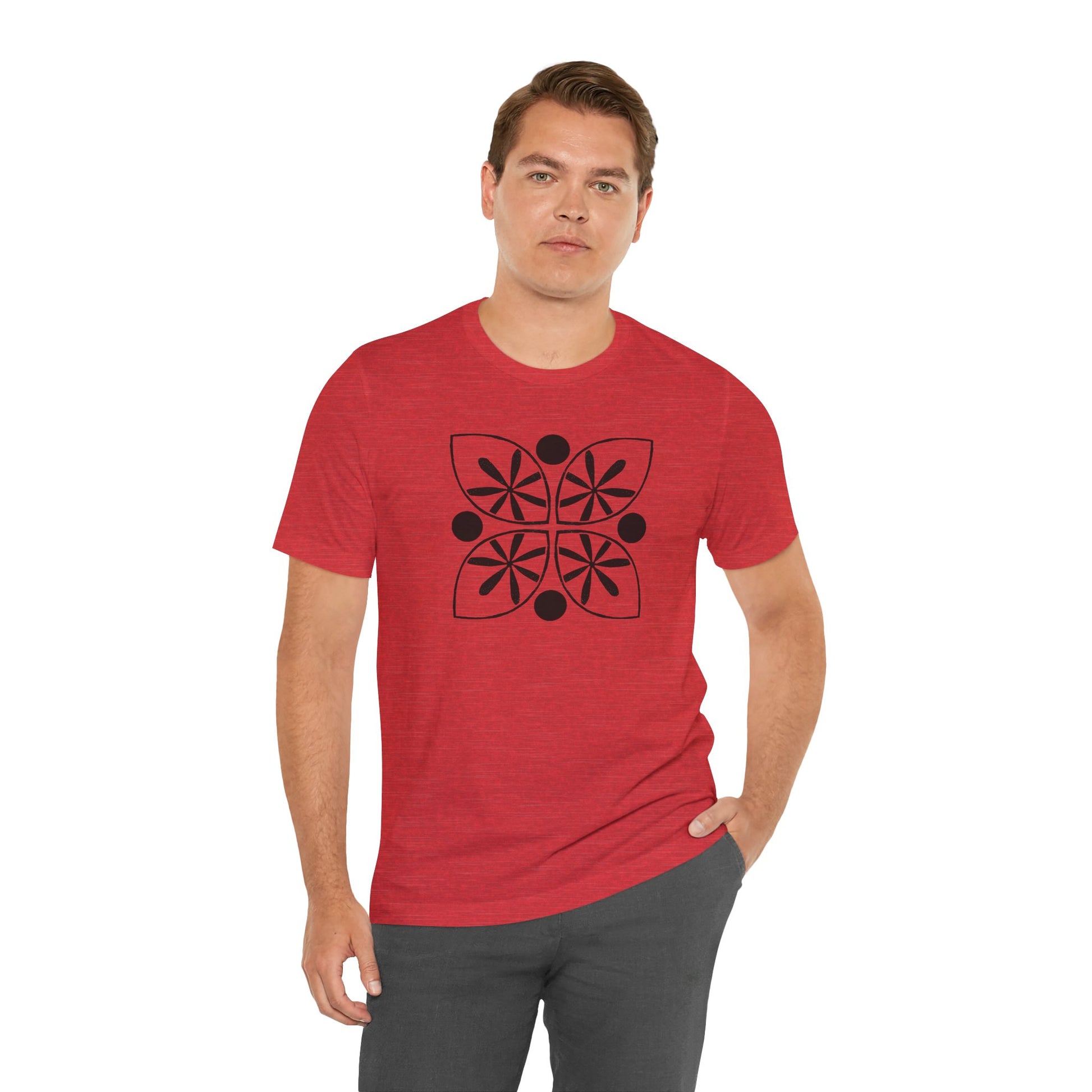 Black Flower Motif Unisex T-Shirt - InkLovePrint
