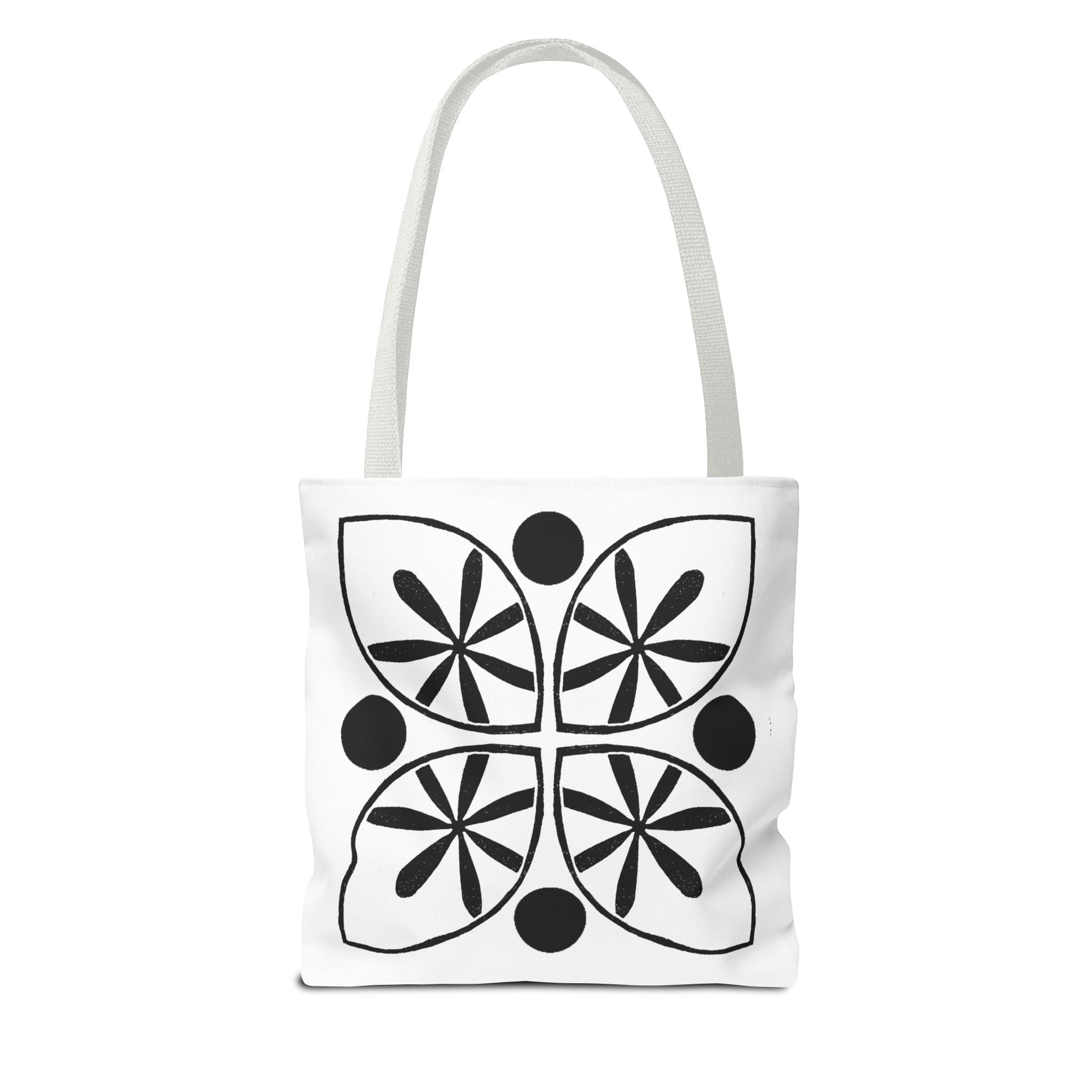 Black Flower Motif Tote Bag - InkLovePrint
