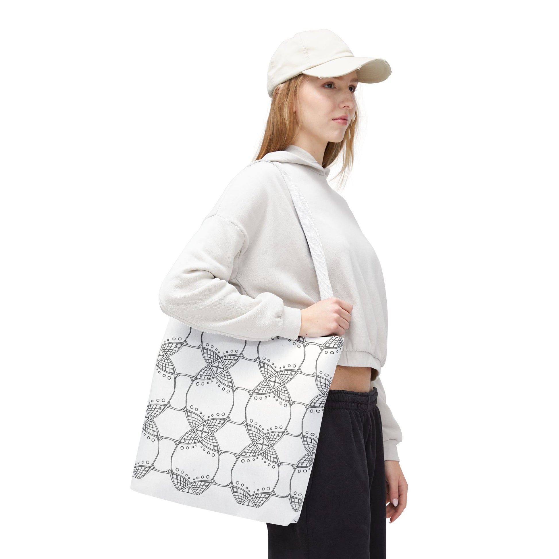 Grid Line Pattern Tote Bag - InkLovePrint