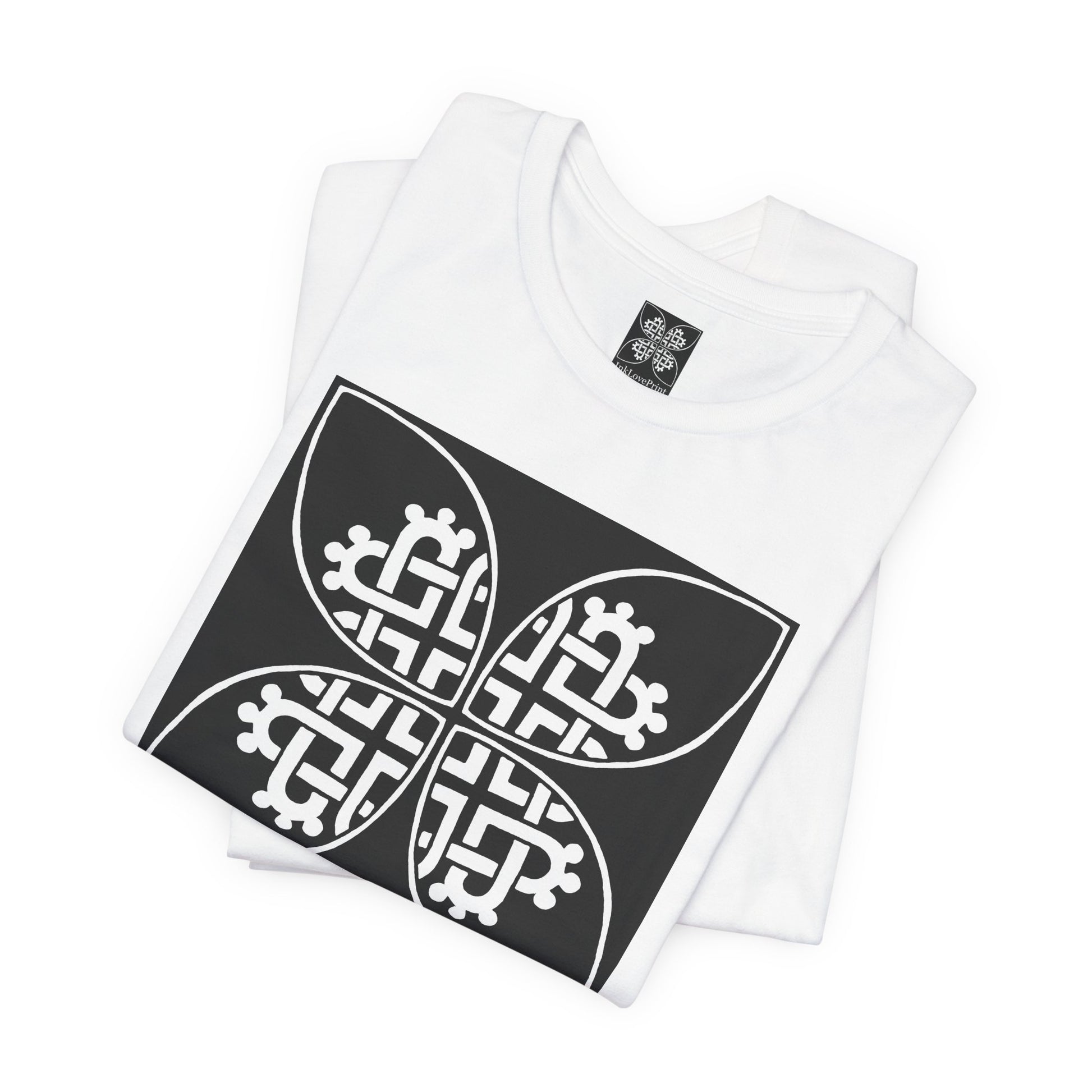 Celtic Heart Motif White Design T-Shirt - InkLovePrint