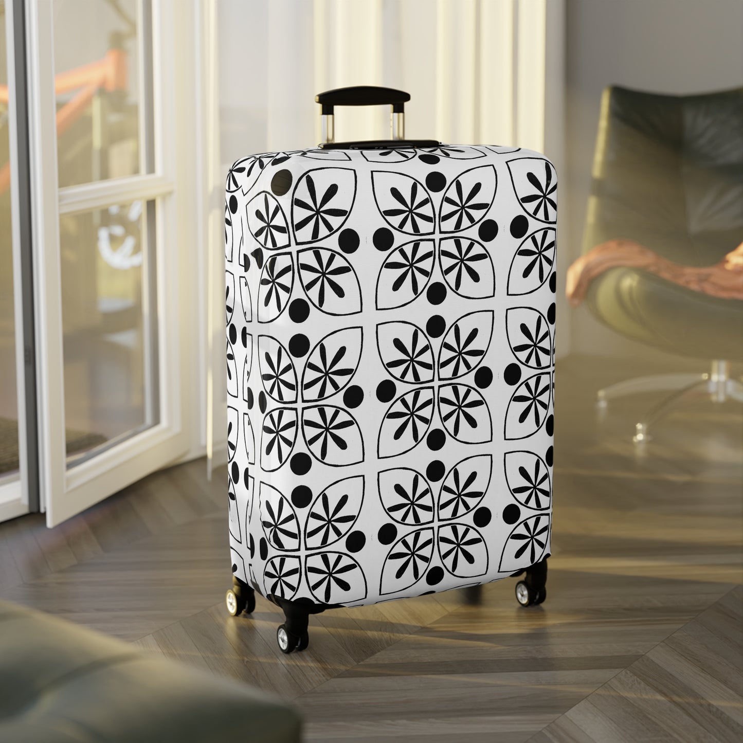 Black Flower Luggage Cover - InkLovePrint