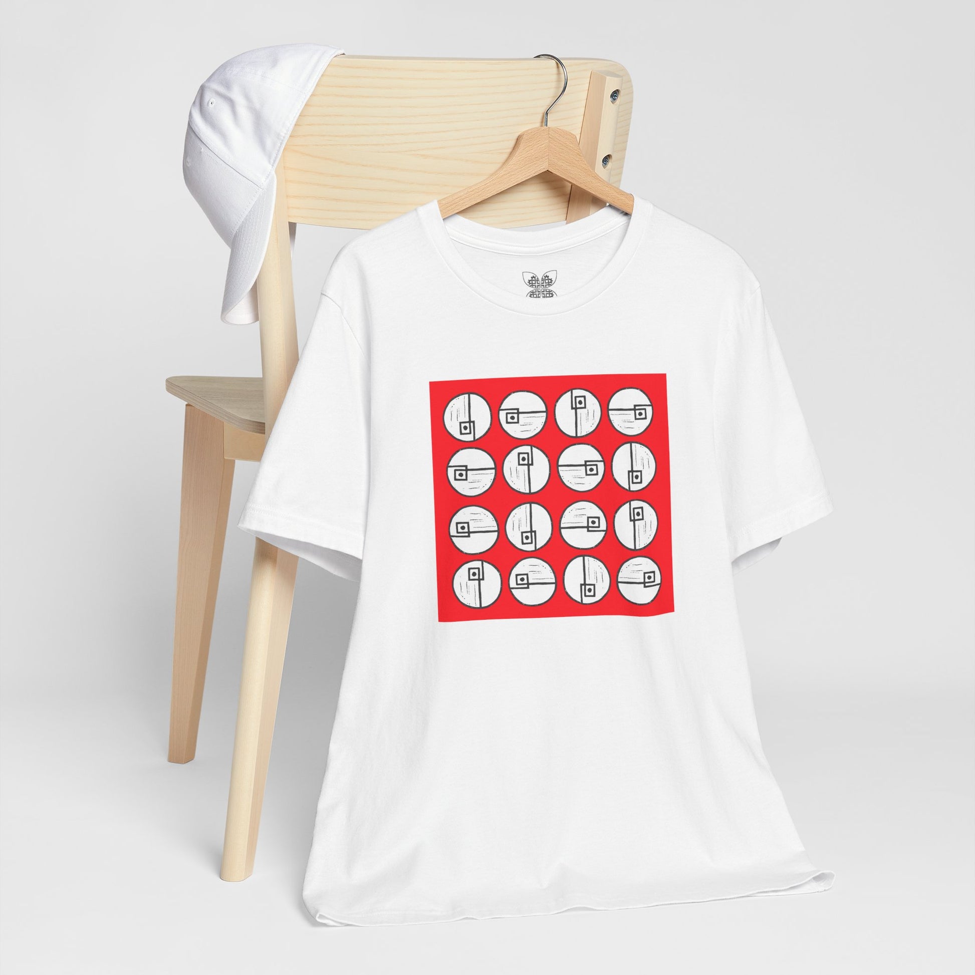 Rotating Rectangle on Red Unisex T-Shirt - InkLovePrint