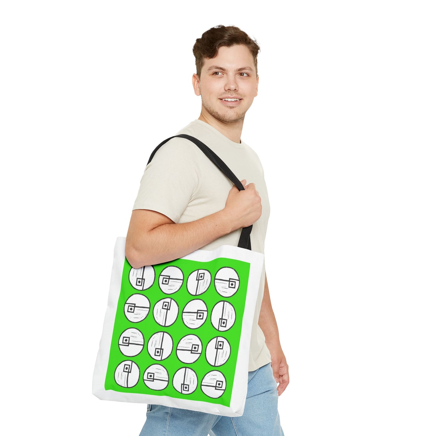 Rotating Rectangle Green Tote Bag - InkLovePrint