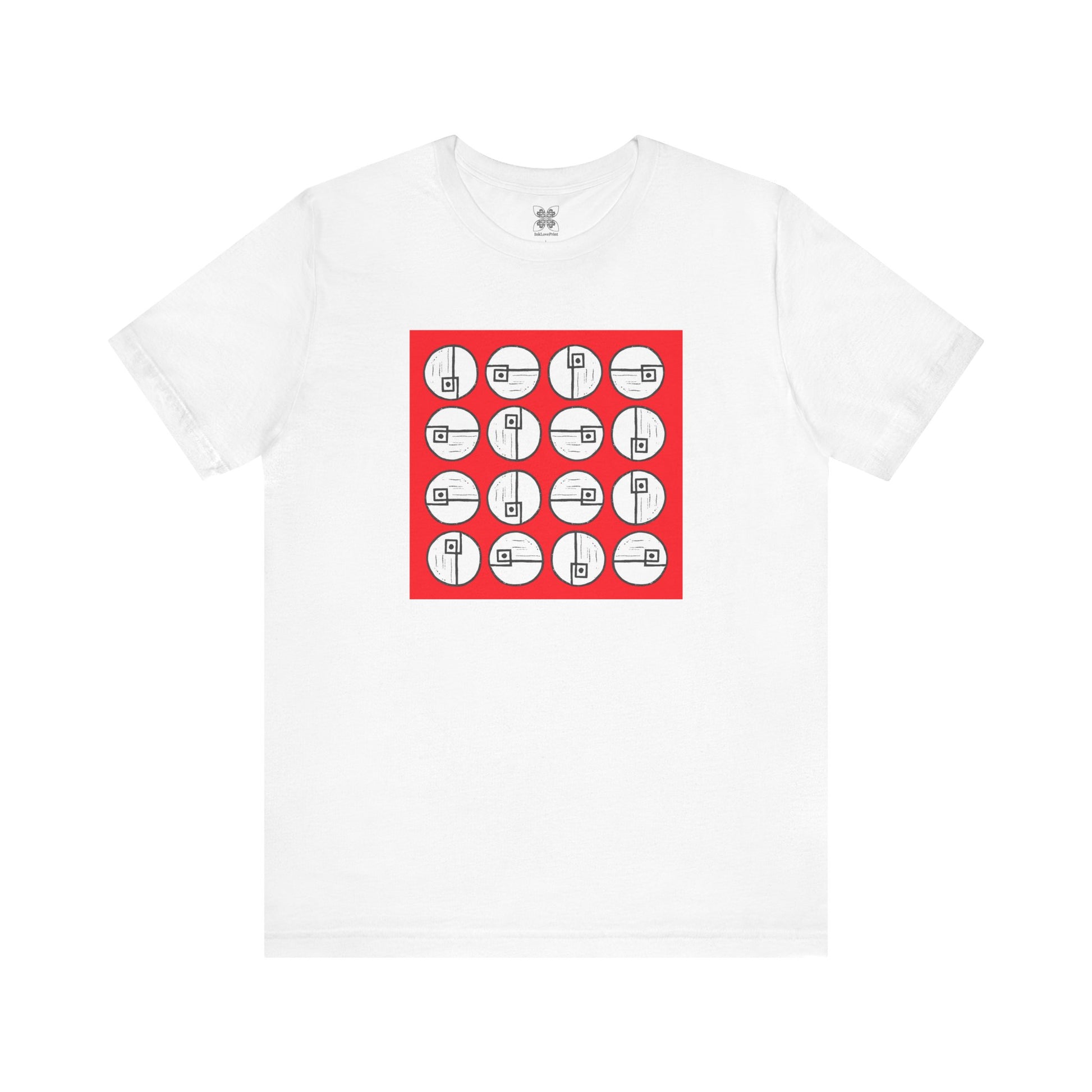 Rotating Rectangle on Red Unisex T-Shirt - InkLovePrint