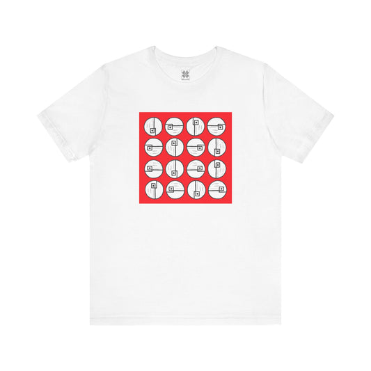 Rotating Rectangle on Red Unisex T-Shirt - InkLovePrint