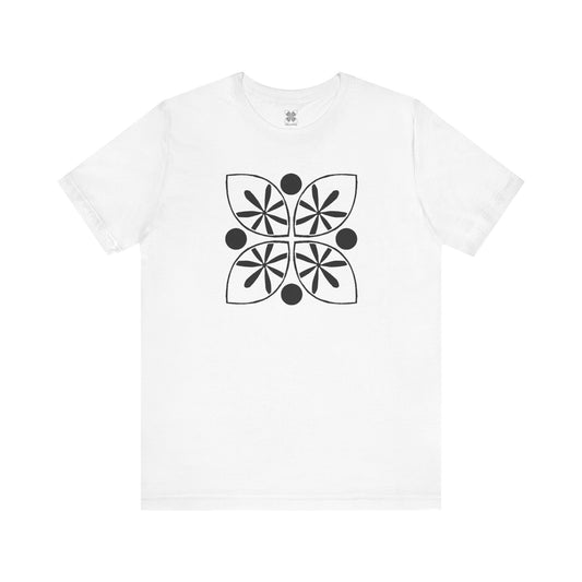 Black Flower Motif Unisex T-Shirt - InkLovePrint