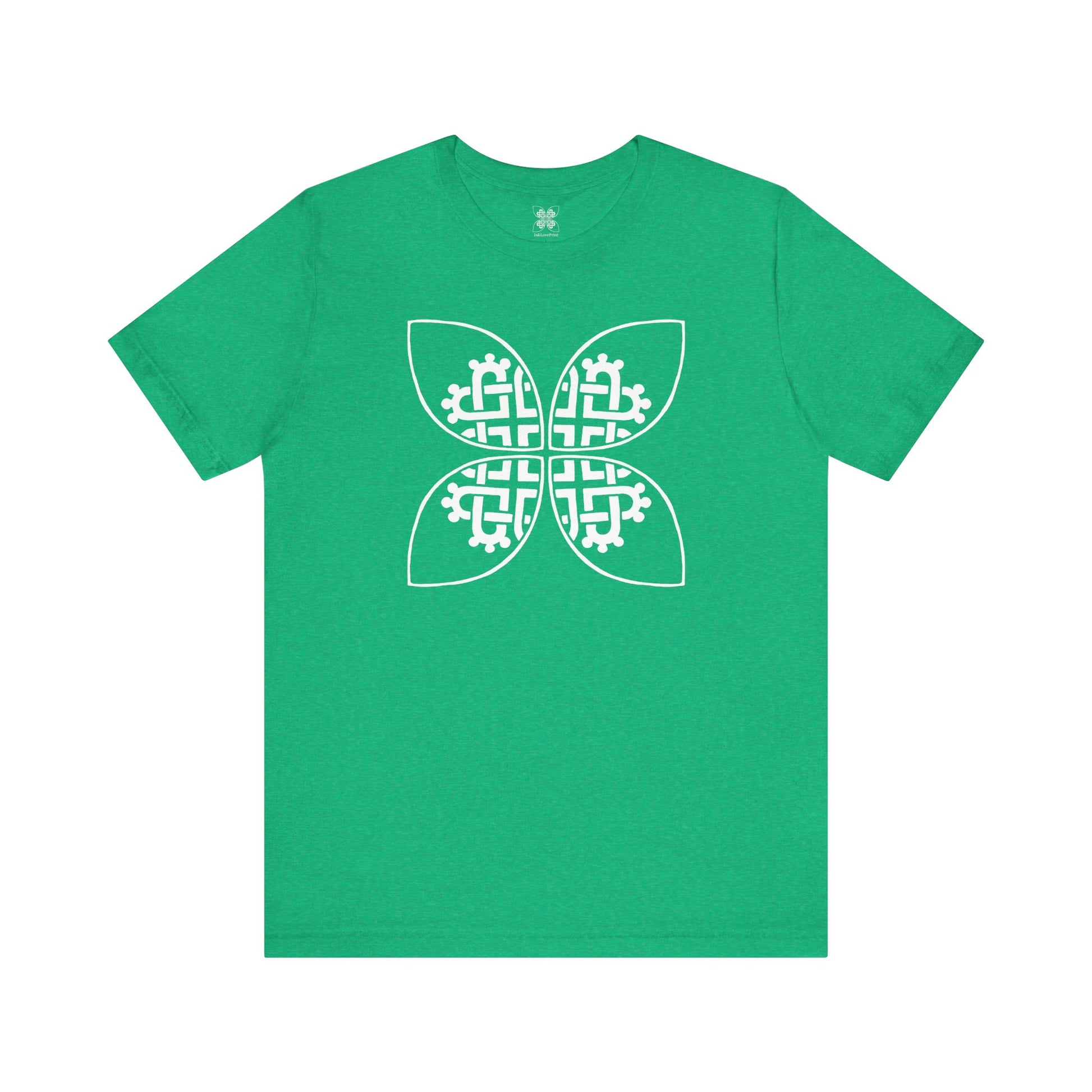 Celtic Heart Motif White Design T-Shirt - InkLovePrint