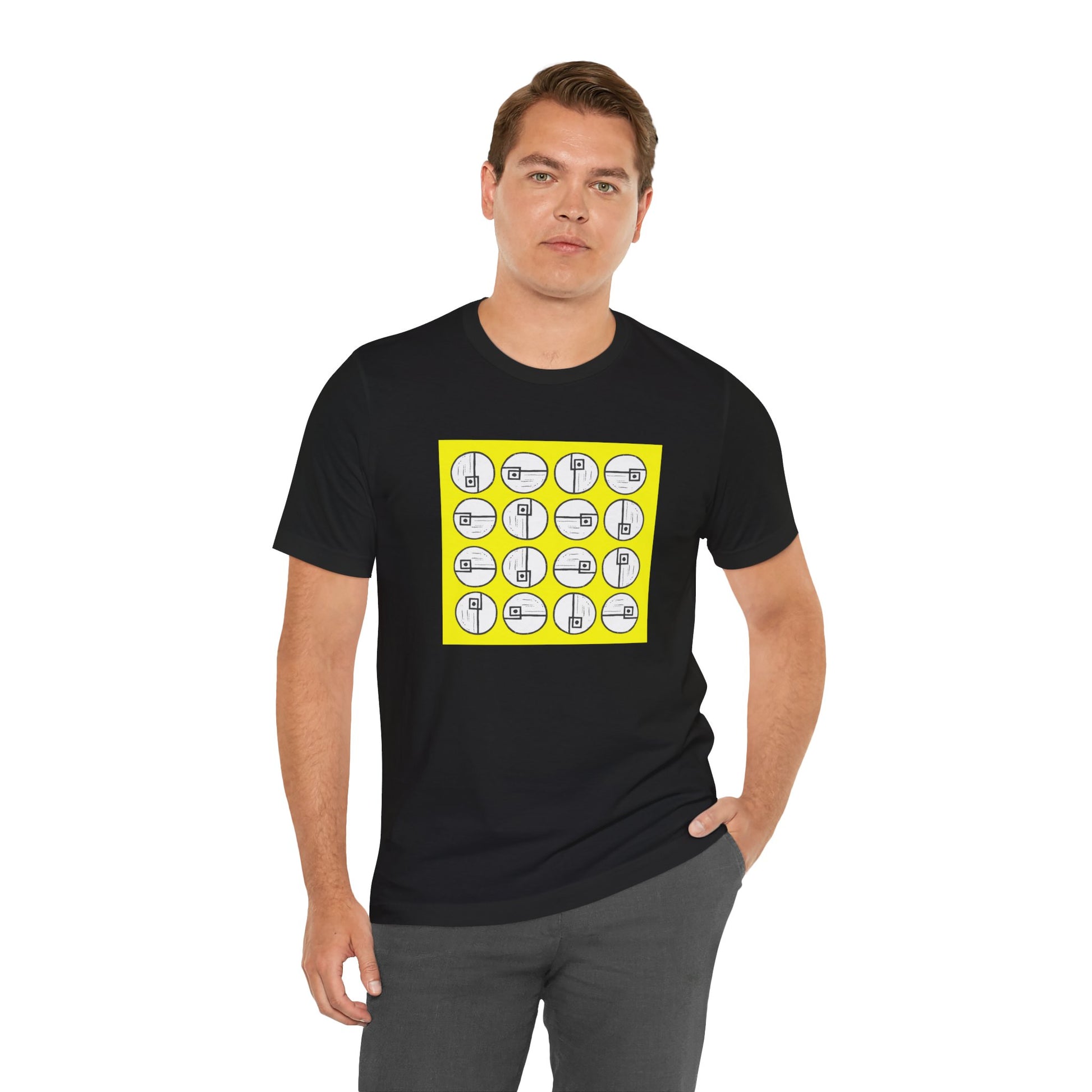 Rotating Rectangle on Yellow Unisex T-Shirt - InkLovePrint