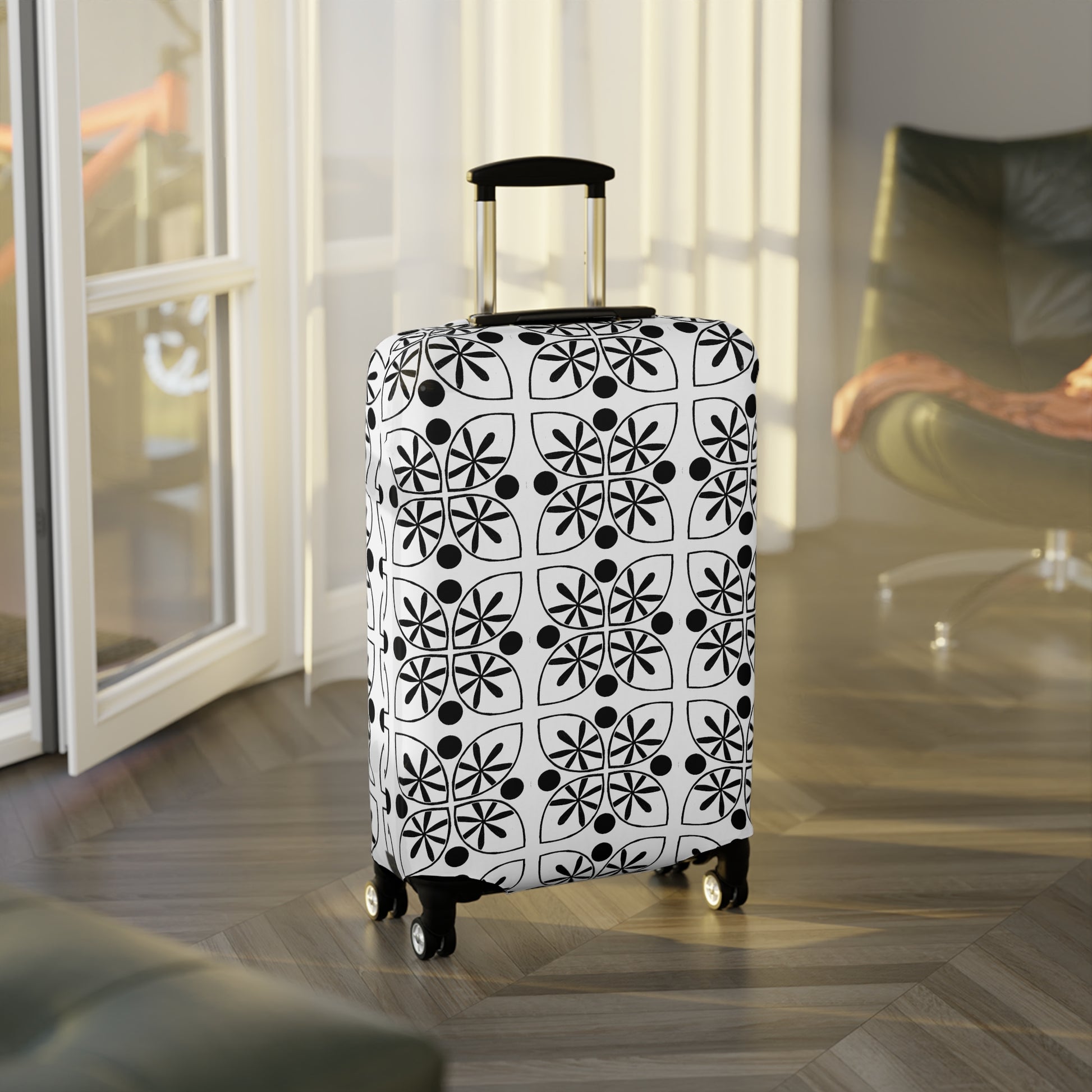 Black Flower Luggage Cover - InkLovePrint