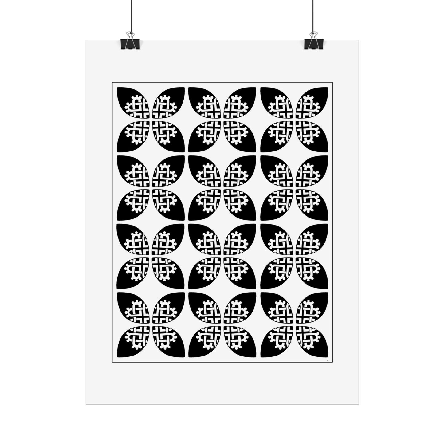 Celtic Heart 9 Tile white on black- Rolled Poster - InkLovePrint